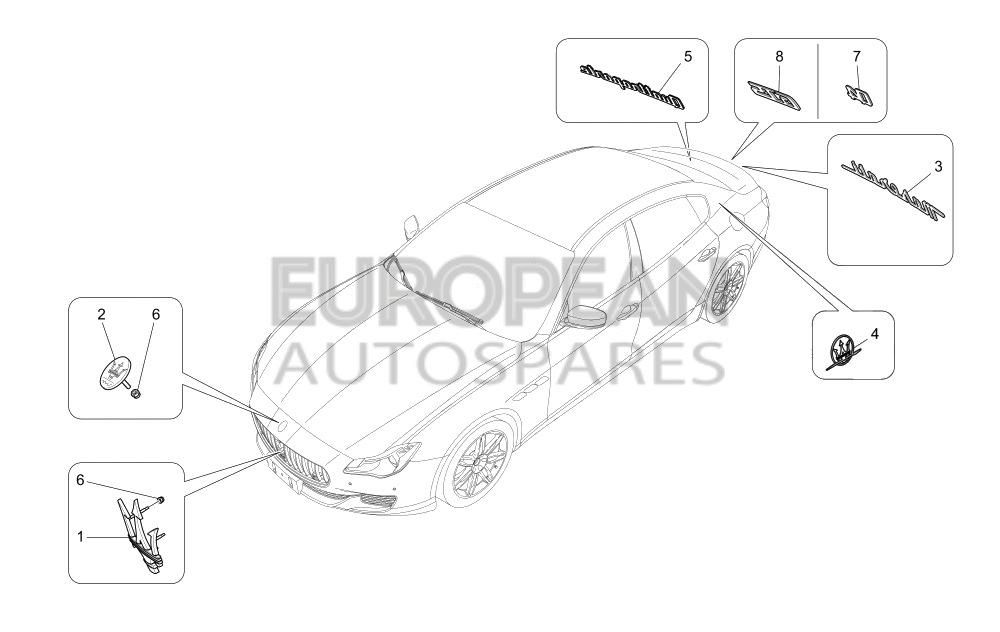 670001709-Maserati Maserati Logo On Boot Lid 