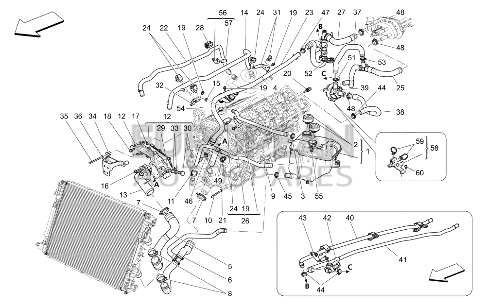 670006495-Maserati WATER RETURN SLEEVE FROM HEATING SYS.