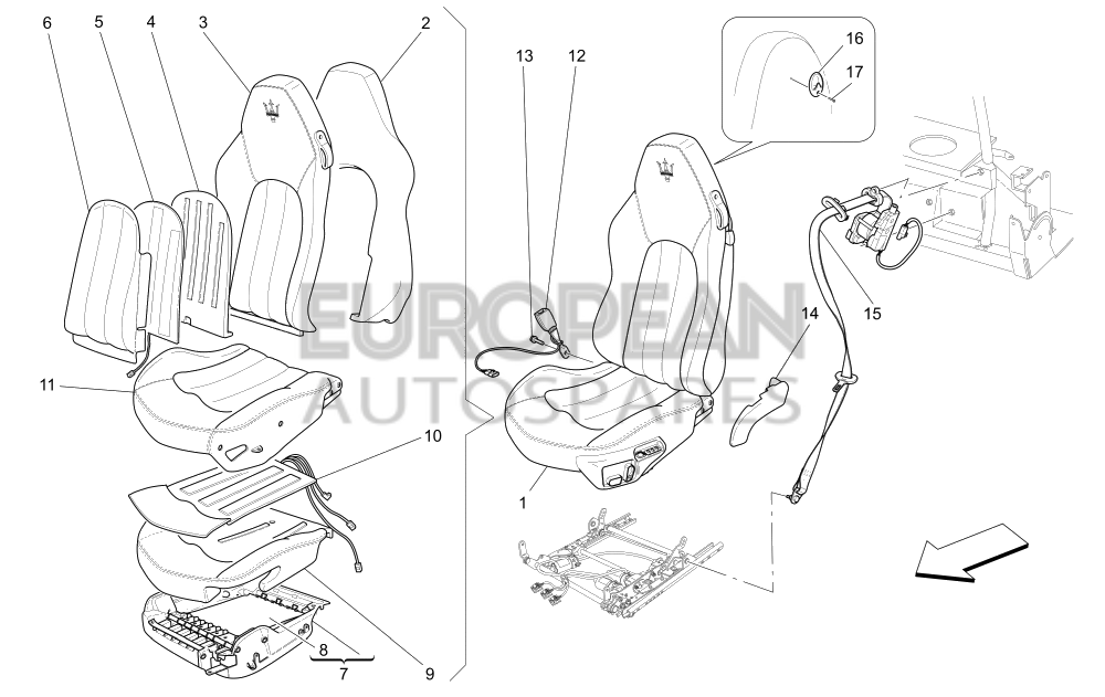 66710500-Maserati R.H. SEAT JOINT COVER