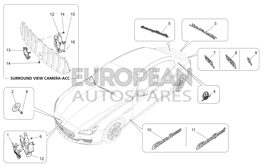 670080312-Maserati LOGO HOLDER KIT - ADAPTIVE CRUISE CONTROL WITH STOP & GO FUNCTION