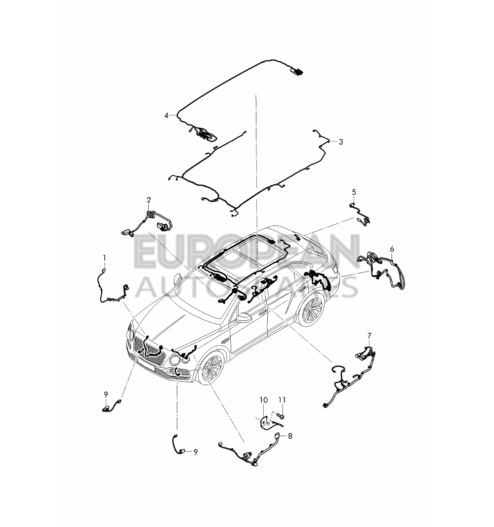 4M0971124A-Bentley WIRING SET FOR TOW HITCH 