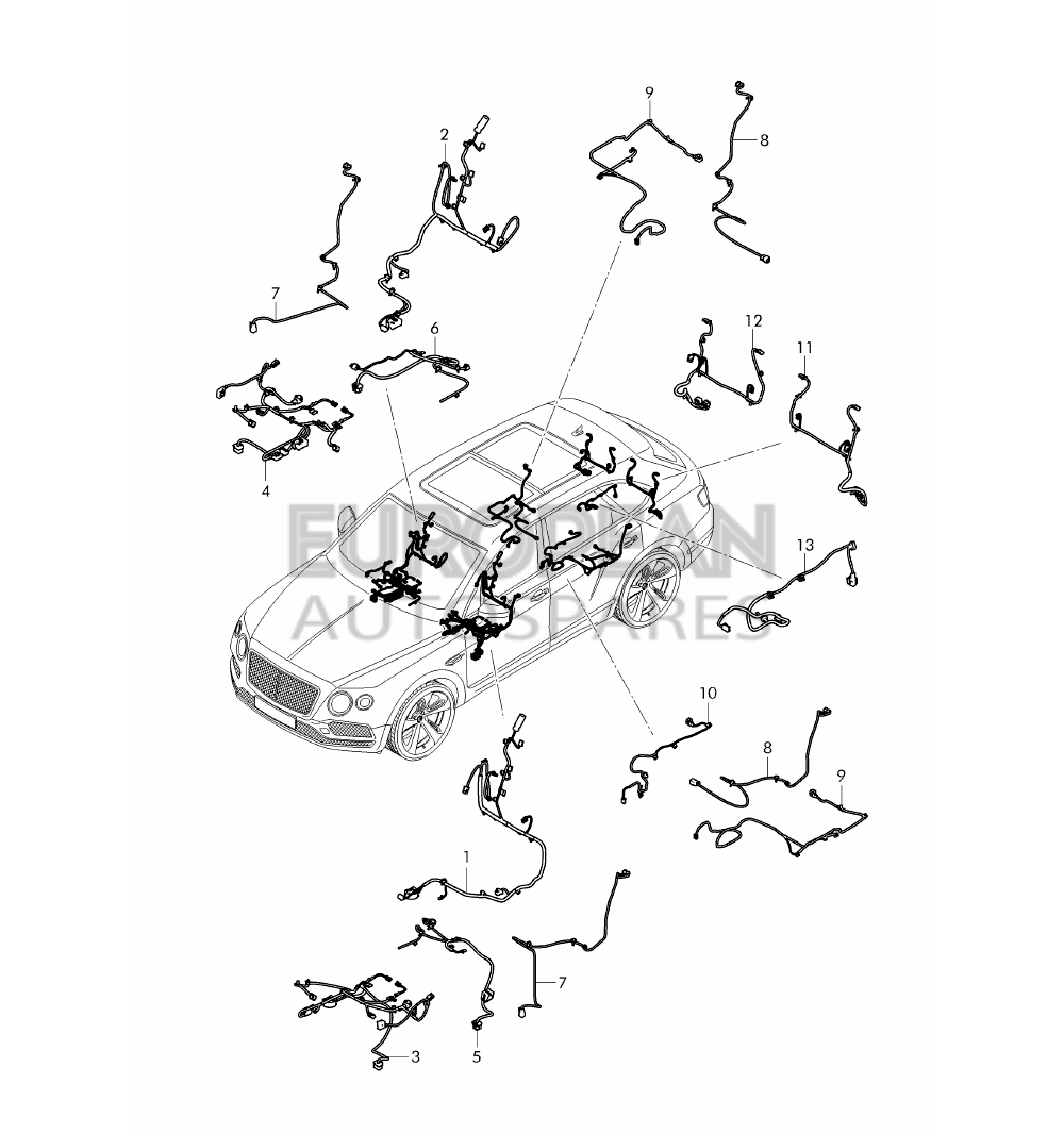 4M0971392B-Bentley WIRING HARNESS FOR BACKRE