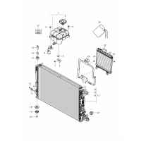 radiator reservoir with attachment parts support for radiator