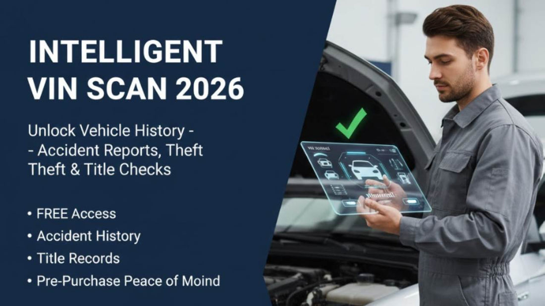 Man using a futuristic digital interface to perform an intelligent VIN scan for vehicle history.