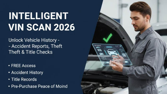 Man using a futuristic digital interface to perform an intelligent VIN scan for vehicle history.
