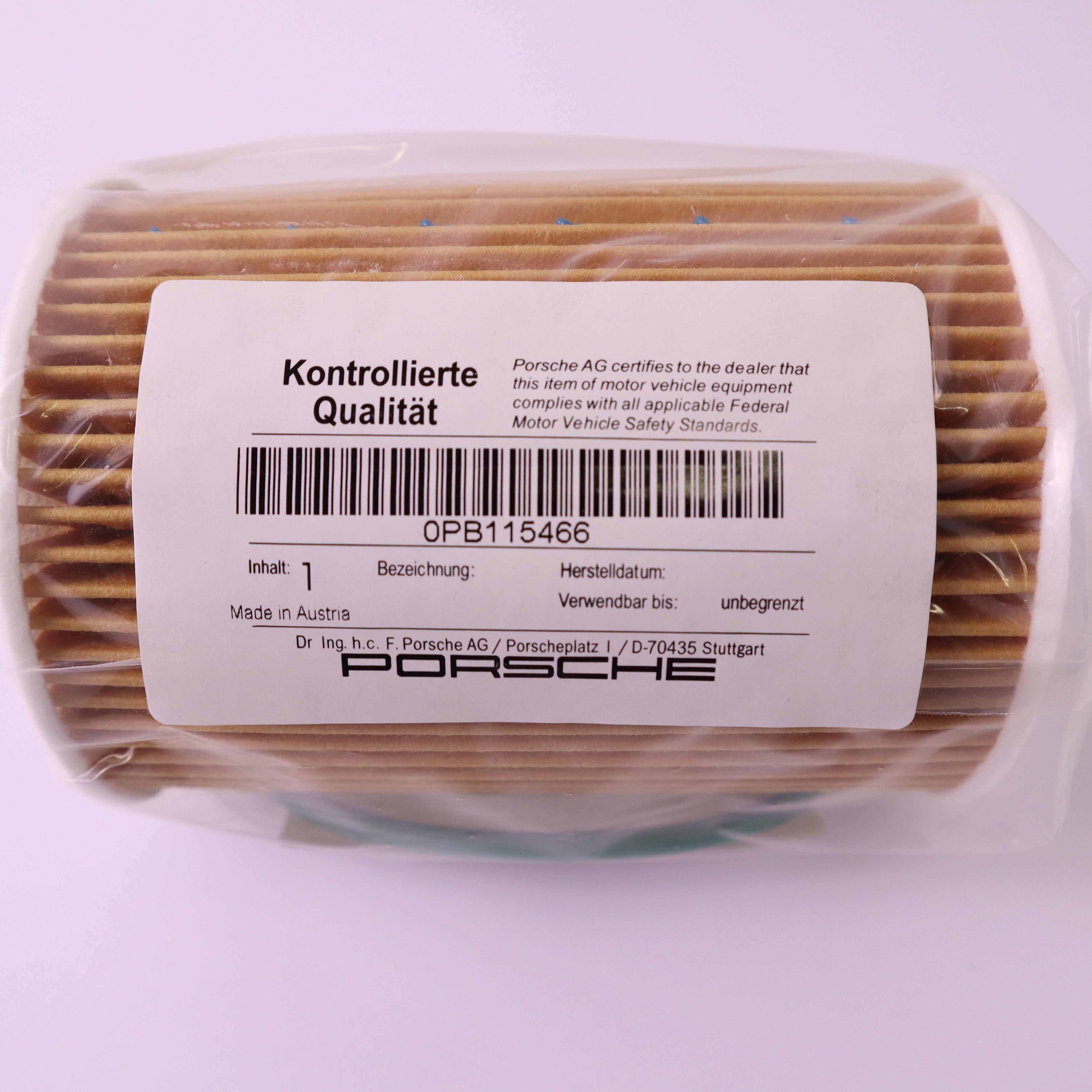 Genuine Porsche Engine Oil Filter Element 0PB115466