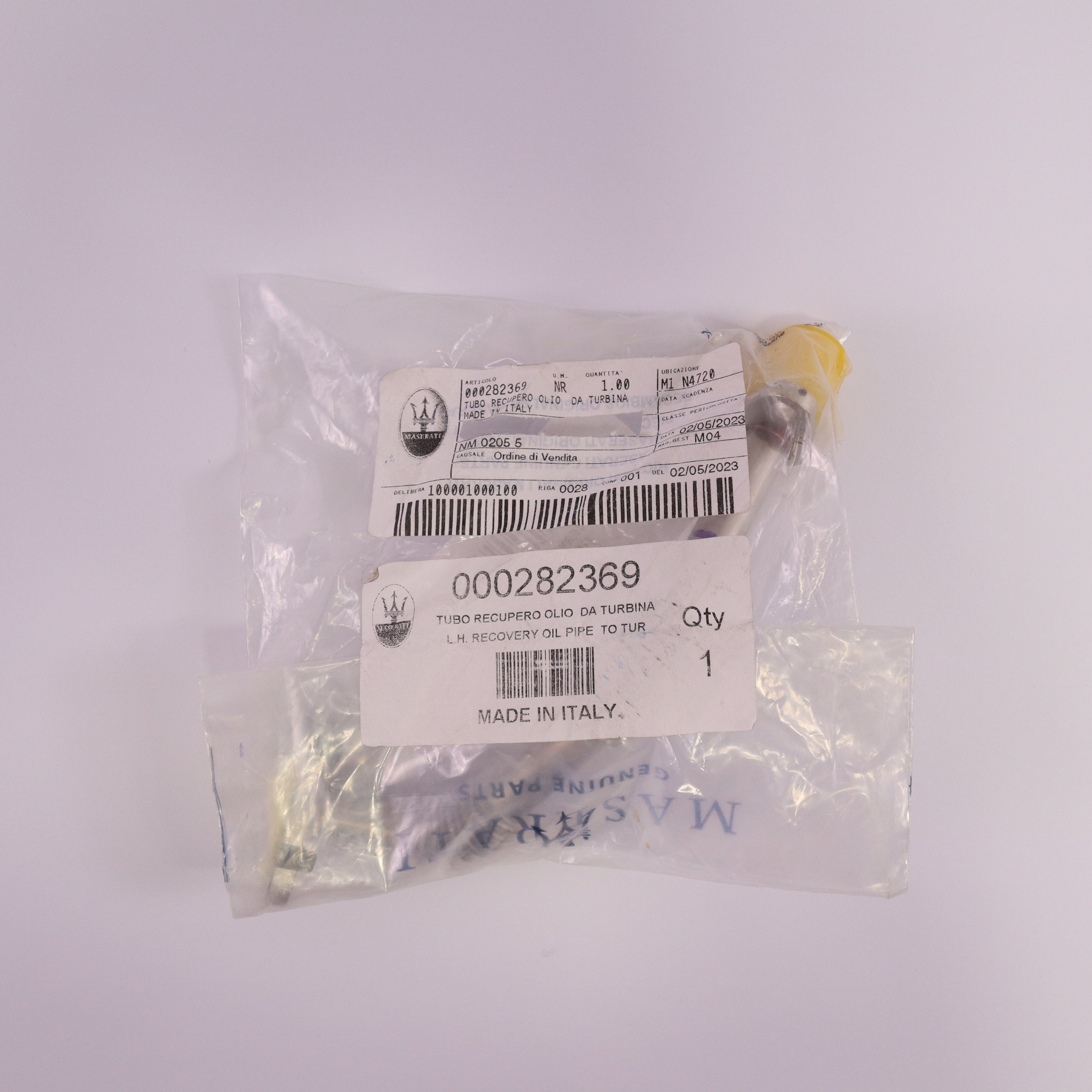 Genuine Maserati Oil Return Pipe (Left Turbo Drain) 282369