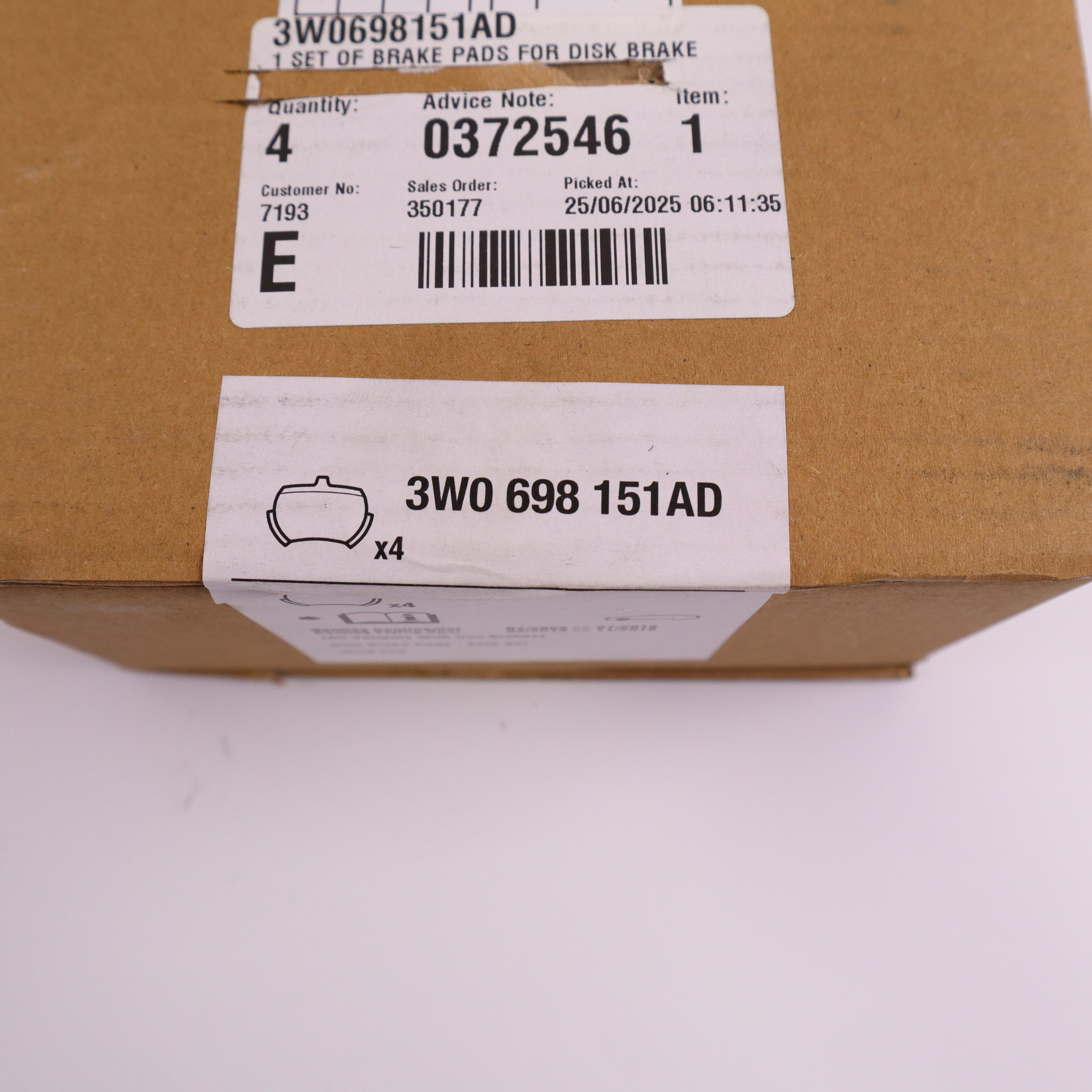 Genuine Bentley Brake Pads Set 3W0698151AD
