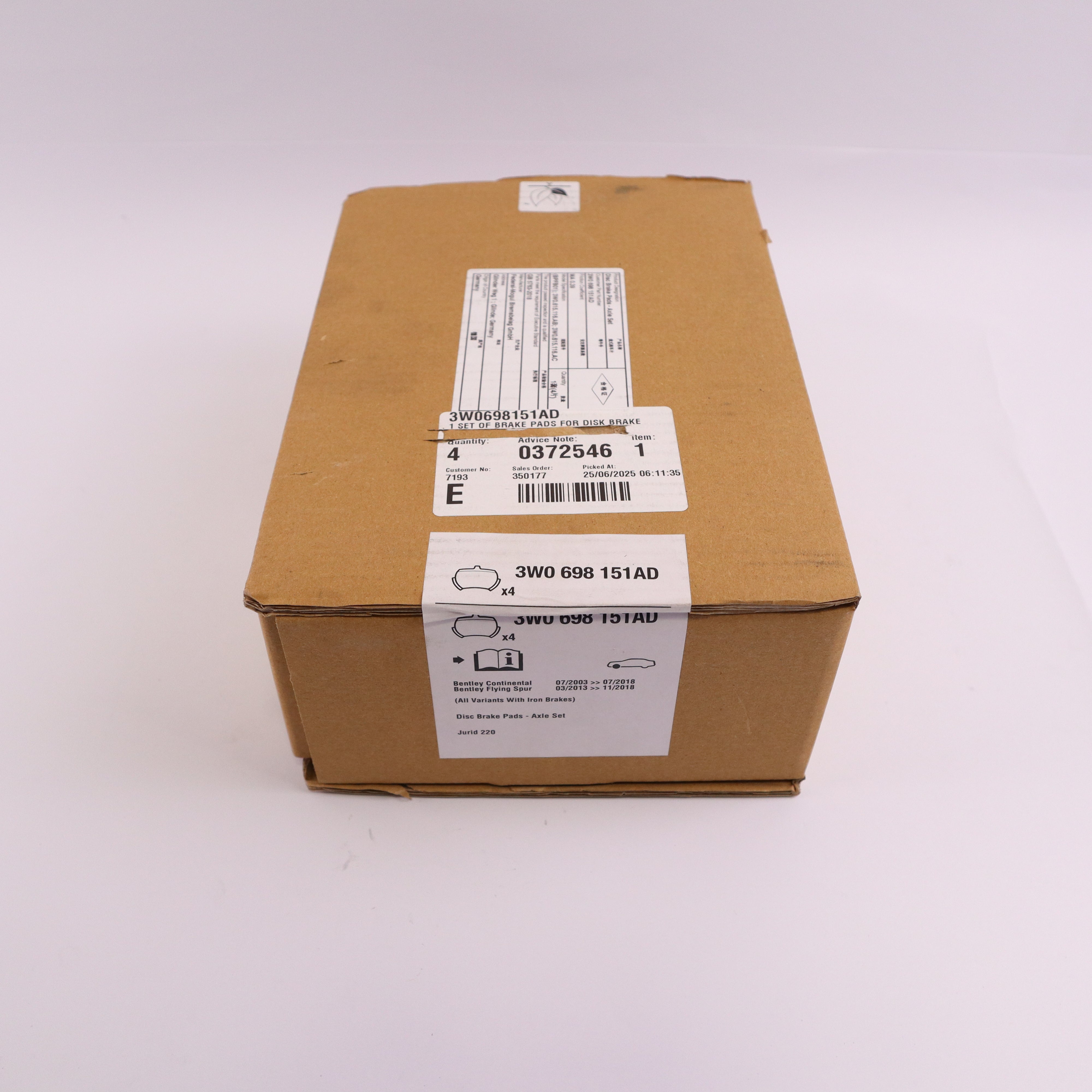 Genuine Bentley Brake Pads Set 3W0698151AD