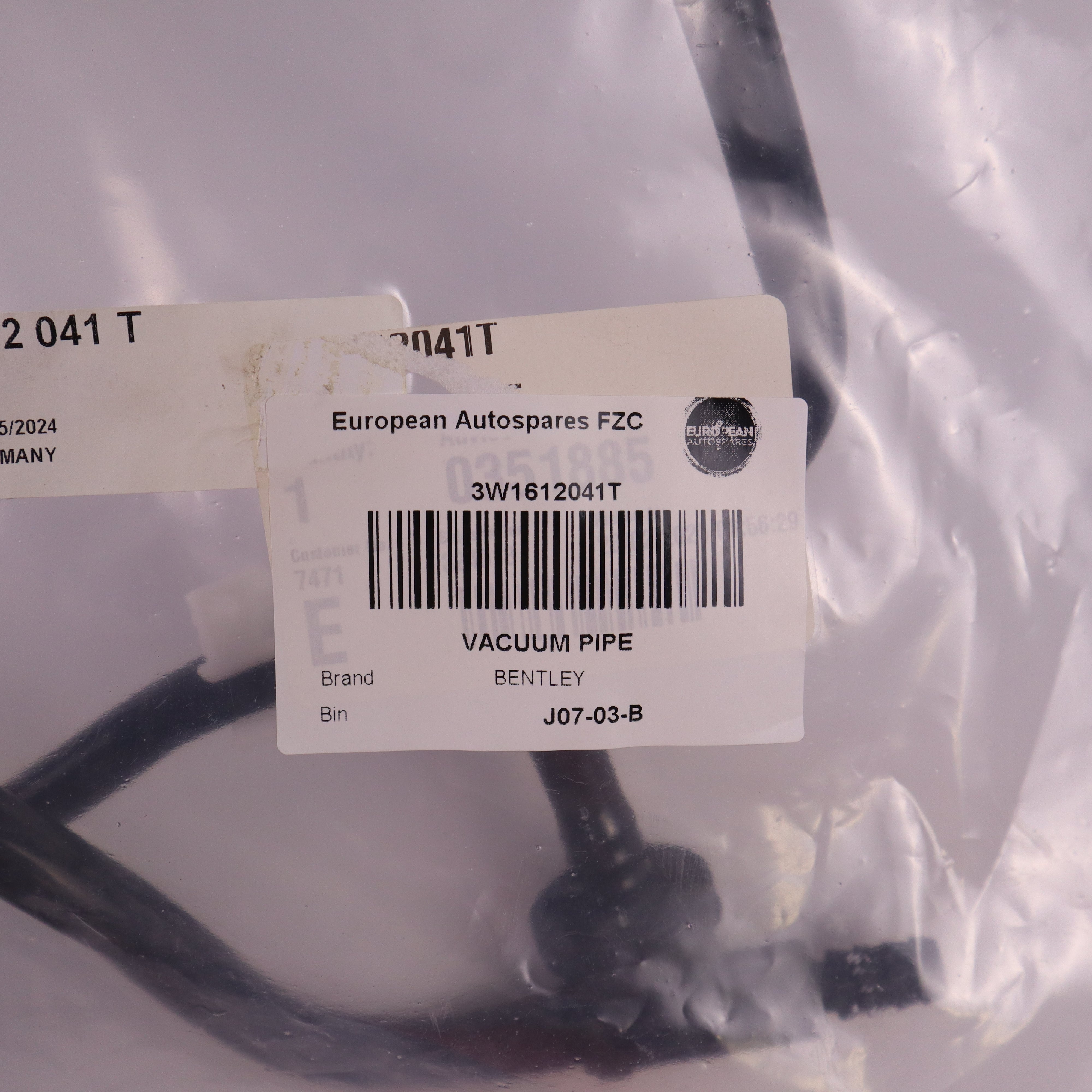 Genuine Bentley Vacuum Pipe 3W1612041T