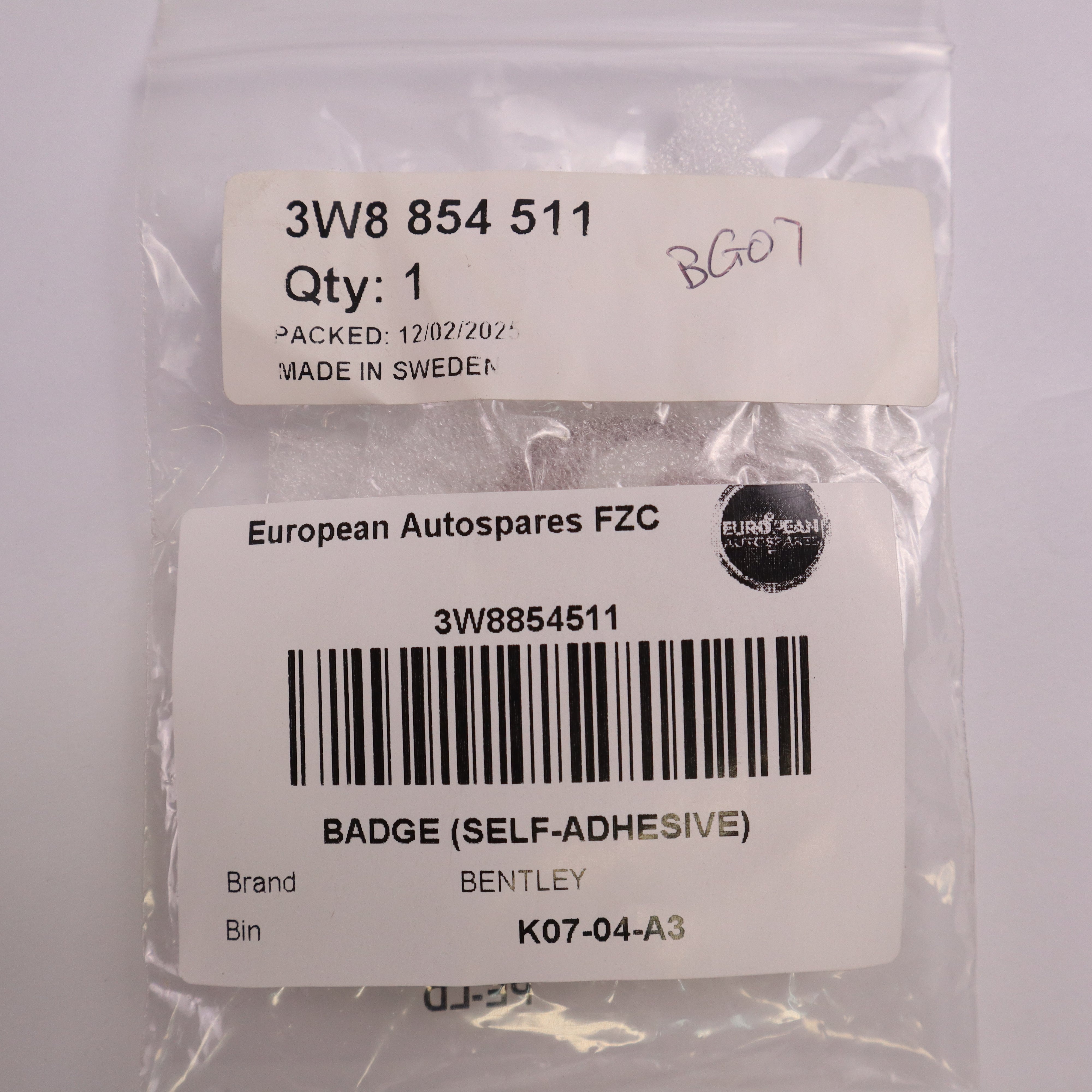 Genuine Bentley Emblem Badge 3W8854511
