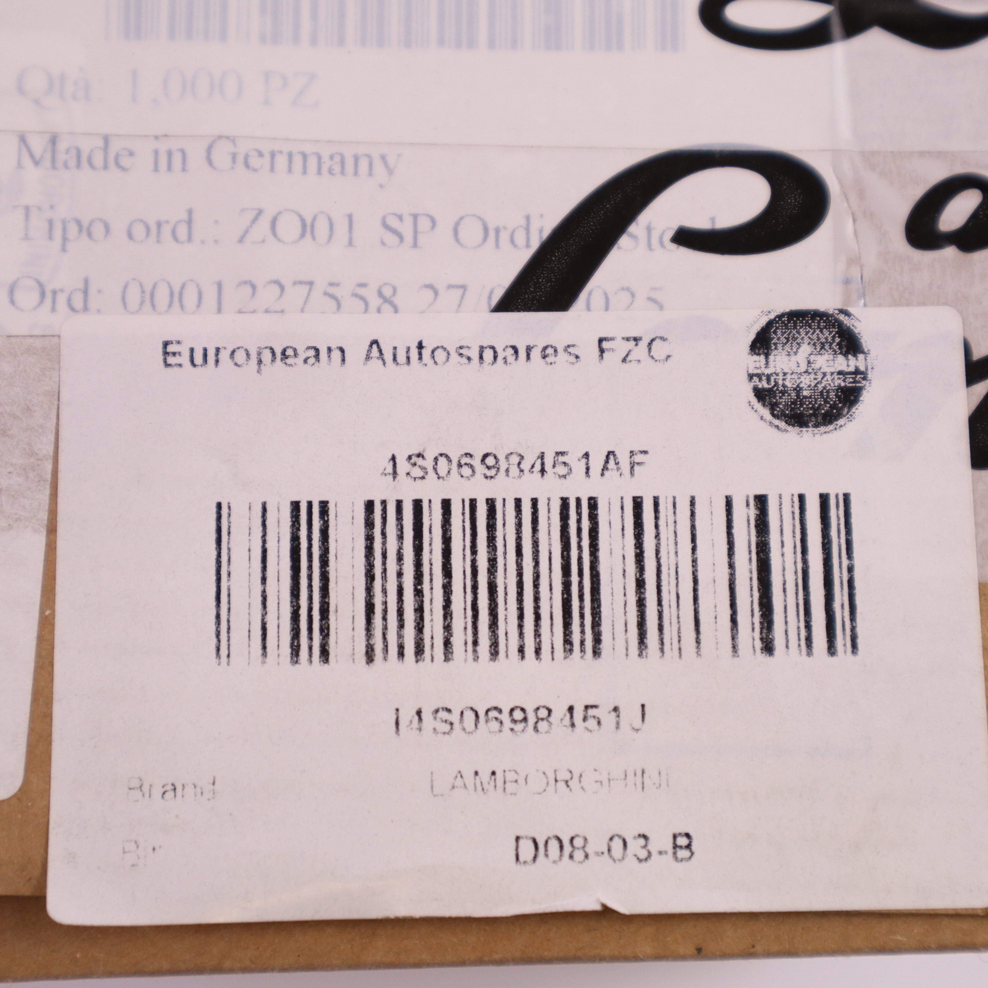 Genuine Lamborghini Huracan Rear Brake Pad 4S0698451AF