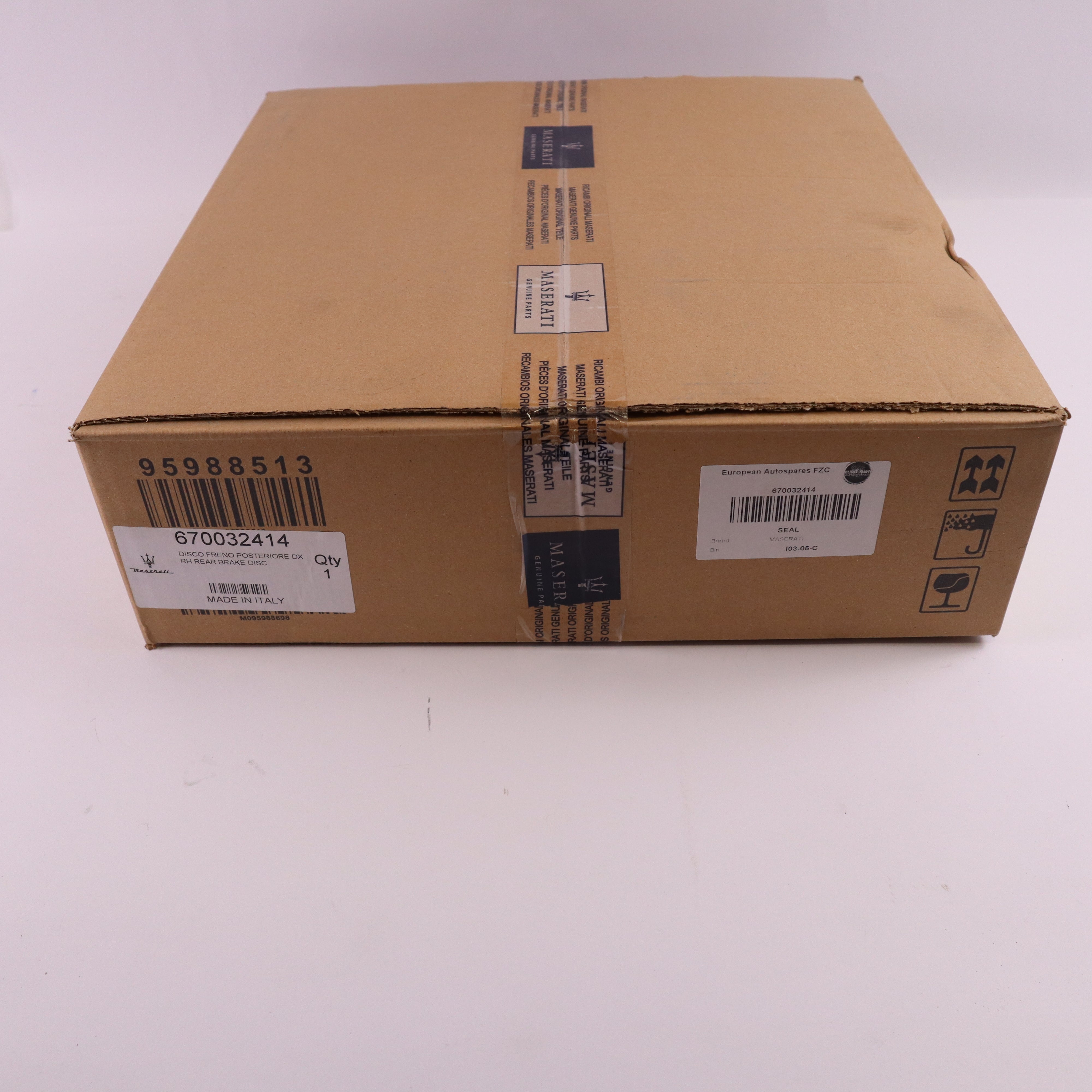 Genuine Maserati Rear Brake Disc RH 670032414