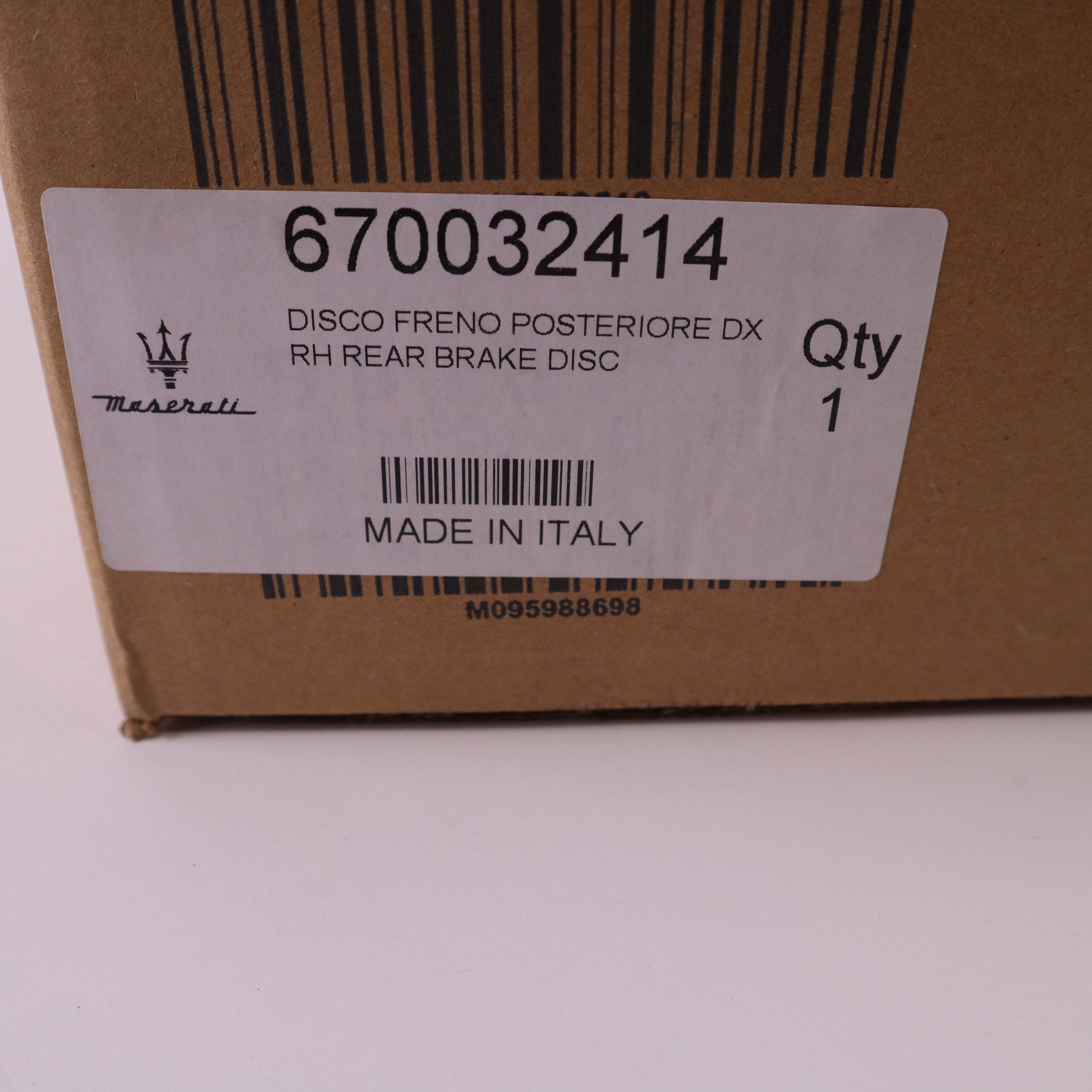 Genuine Maserati Rear Brake Disc RH 670032414