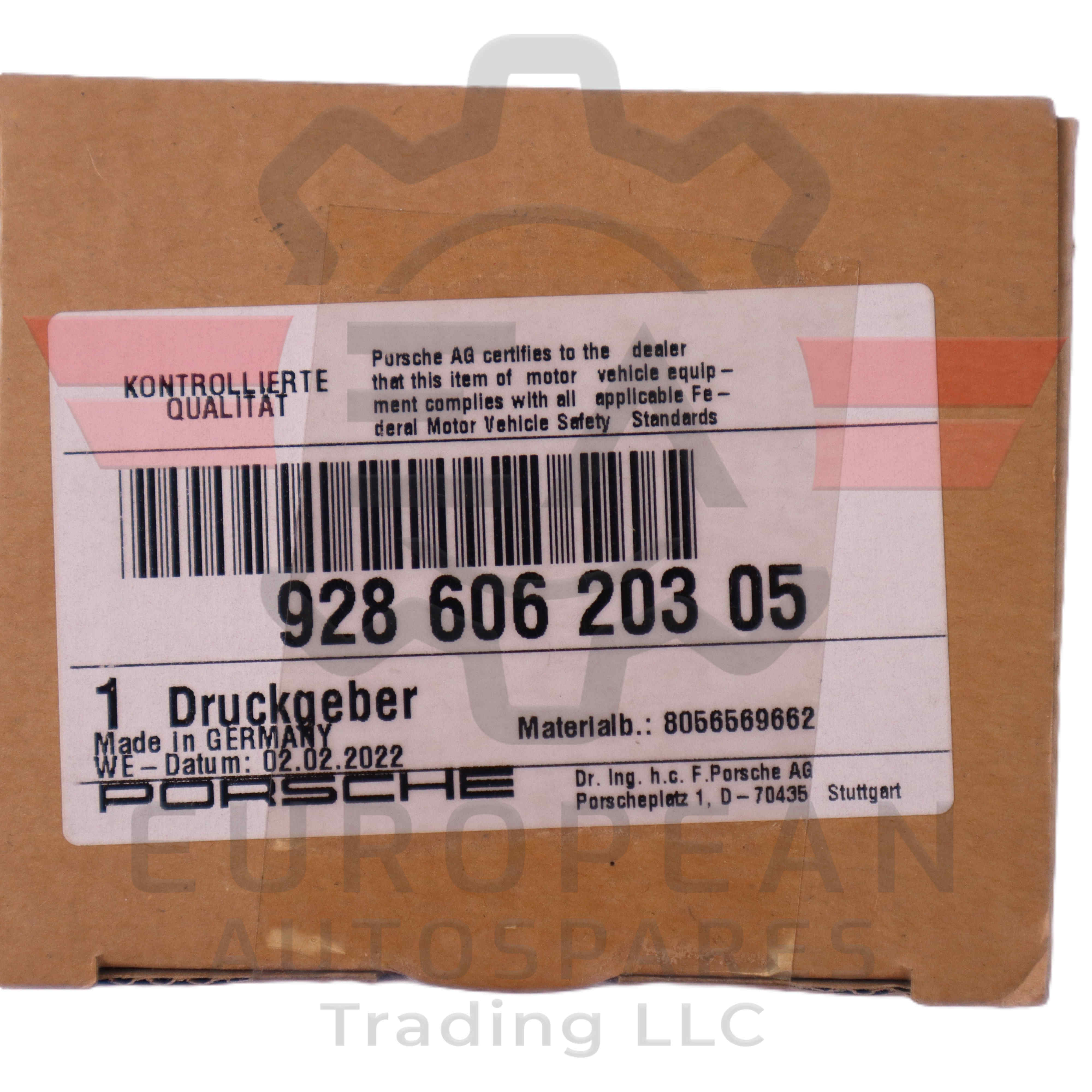 Porsche Engine Pressure Transmitter Sensor 92860620305 | Genuine OEM European Autospares Trading LLC