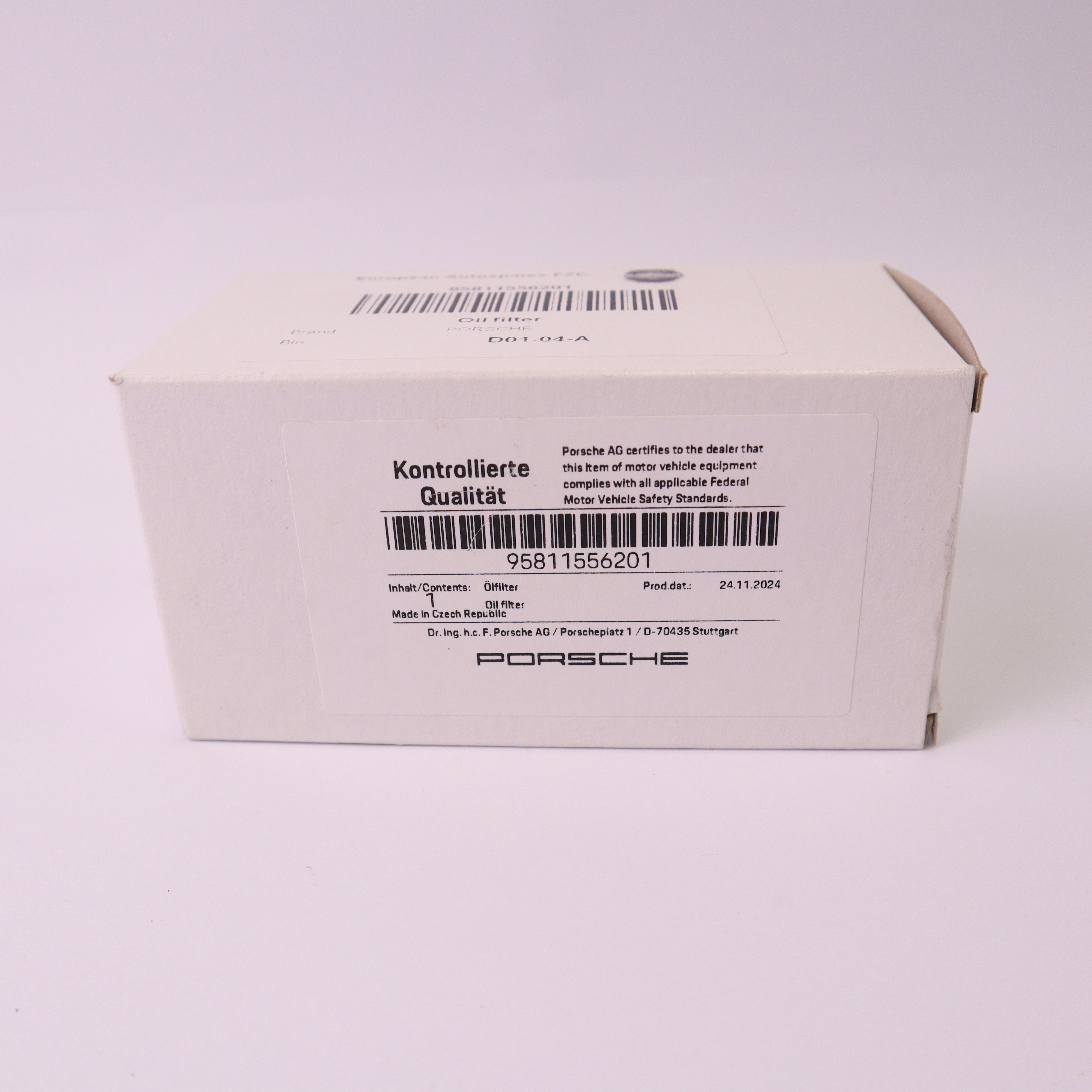 Genuine Porsche Oil Filter 95811556201