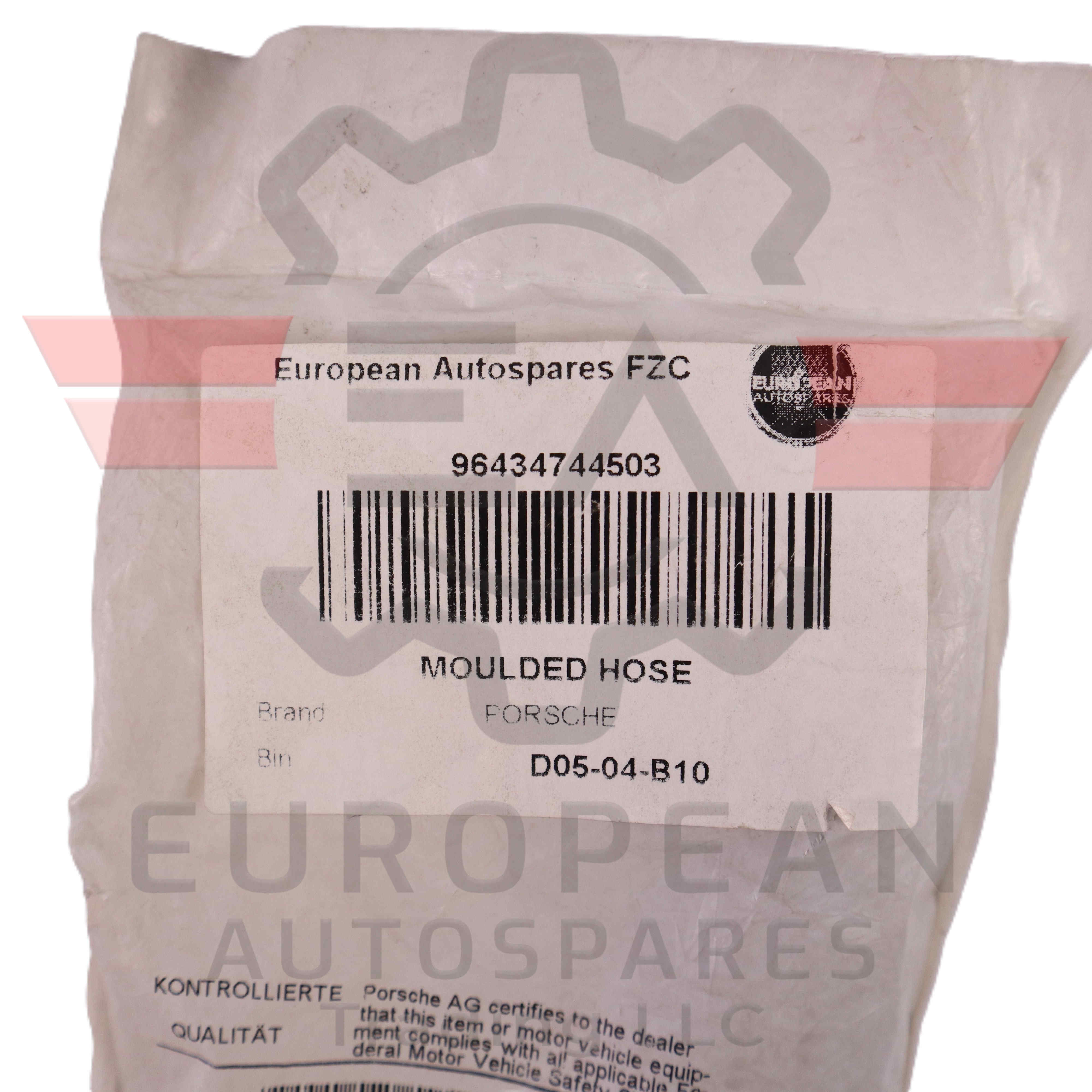 Porsche Engine Cooling Moulded Hose Pipe 96434744503 | Genuine OEM European Autospares Trading LLC