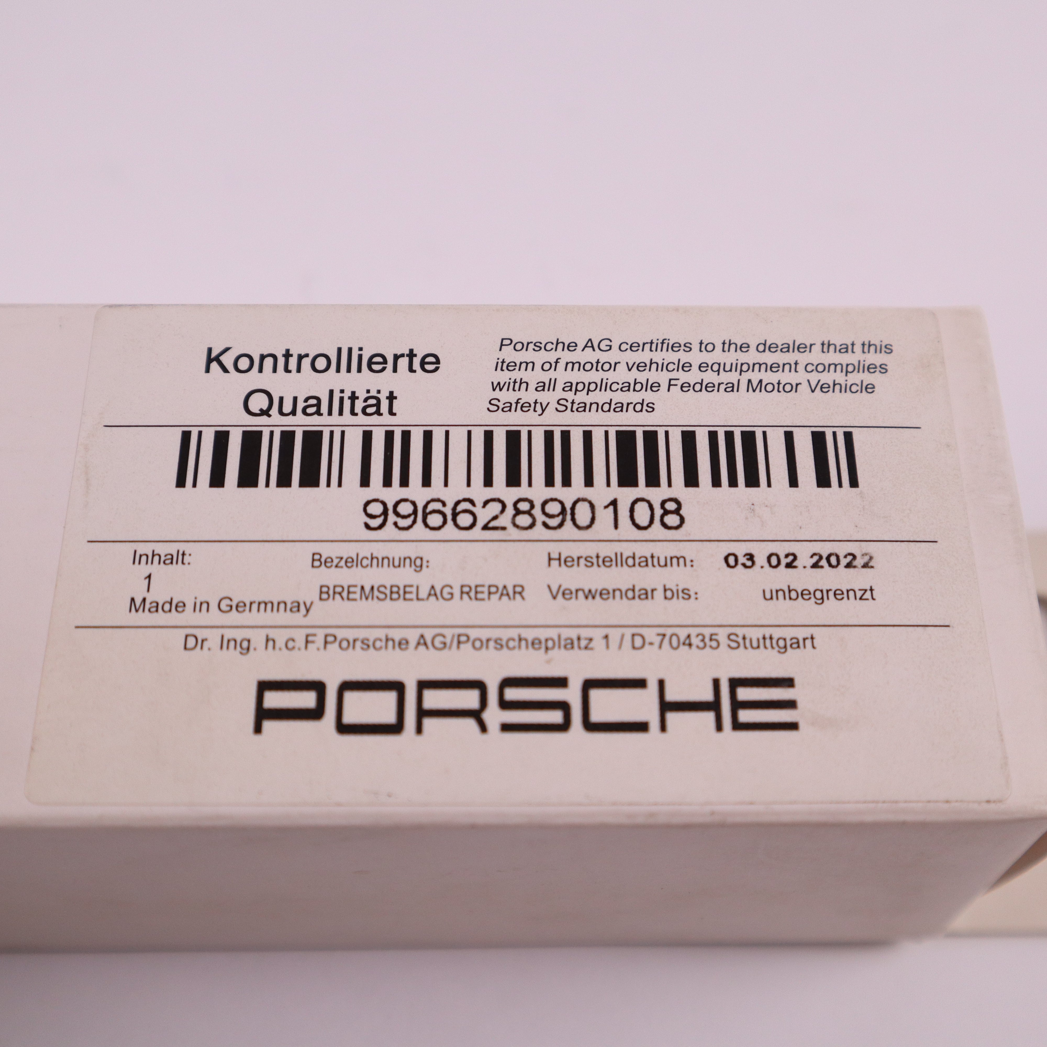 Genuine Porsche Wiper Blade 99662890108
