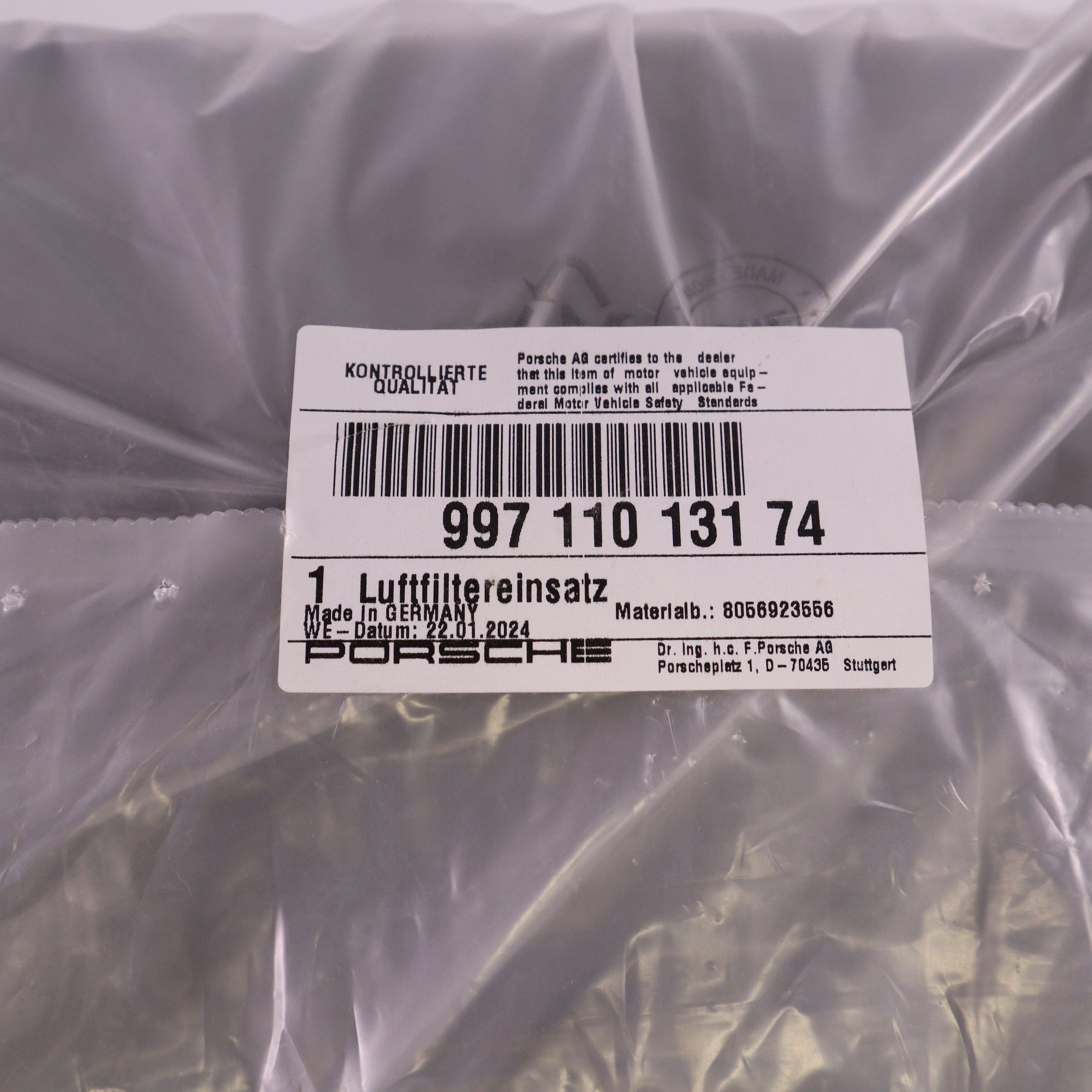Genuine Porsche Air Cleaner Cartridge 99711013174