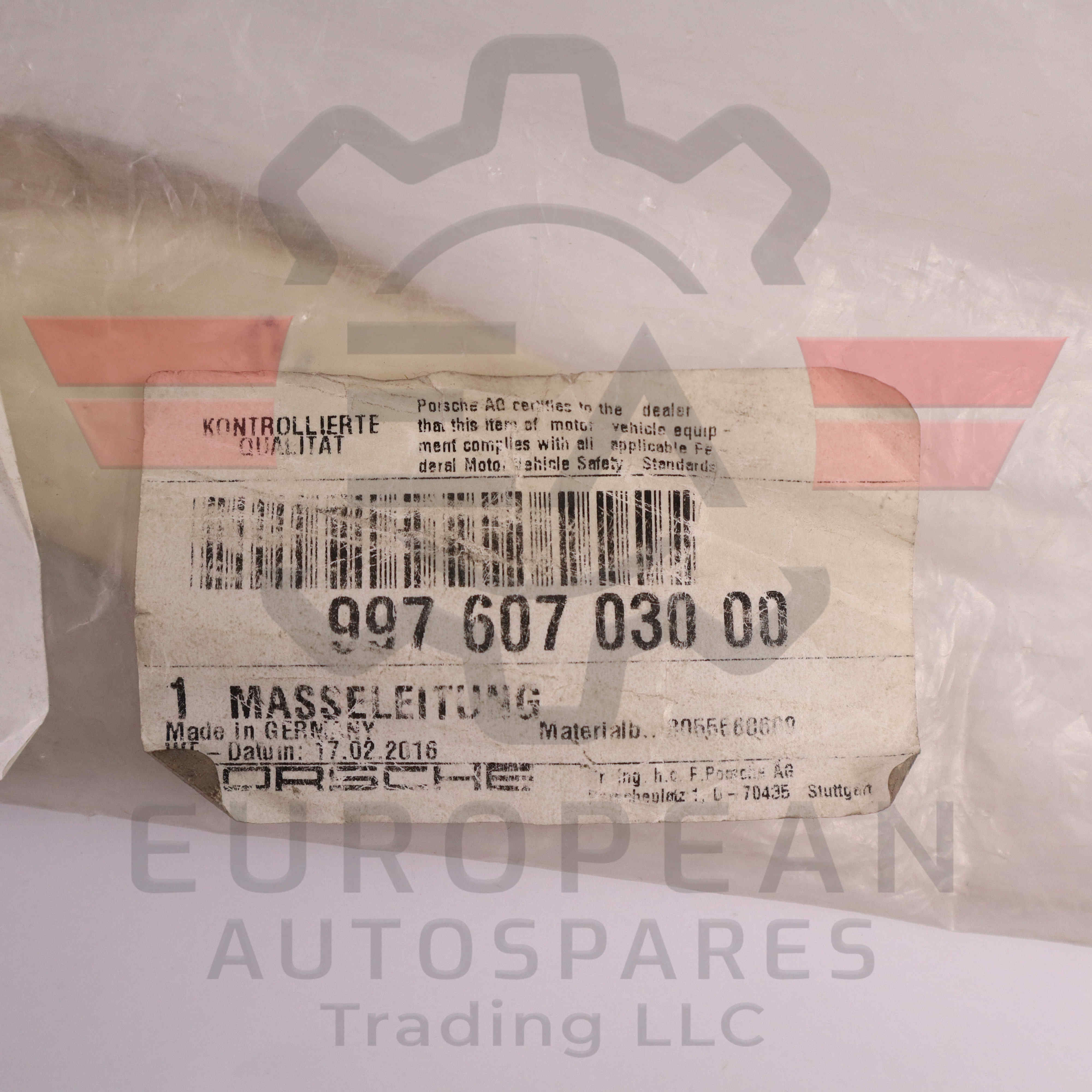Porsche Electrical Ground Strap Cable 99760703000 | Genuine OEM European Autospares Trading LLC