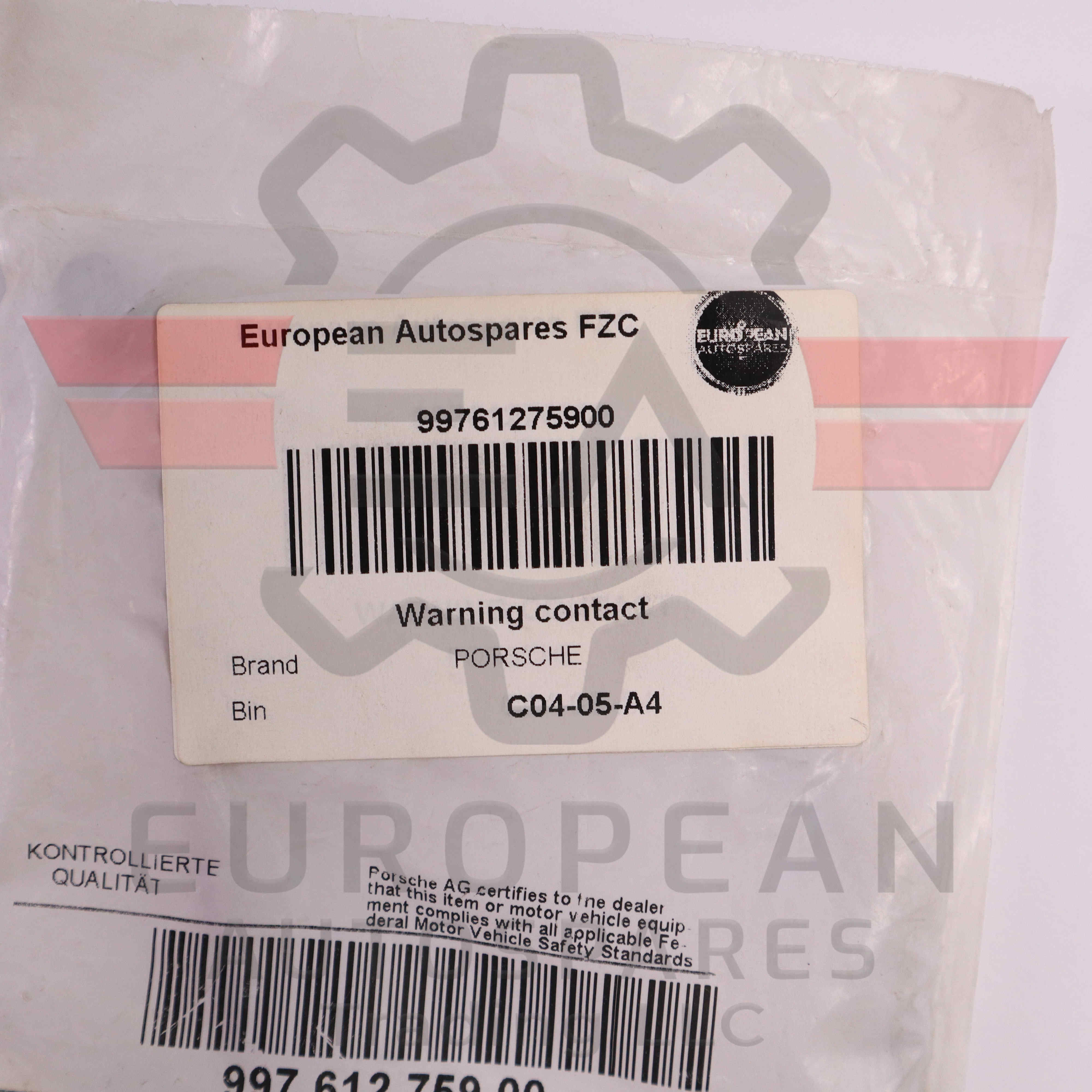 Porsche Brake Pad Wear Sensor 99761275900 | Genuine OEM European Autospares Trading LLC