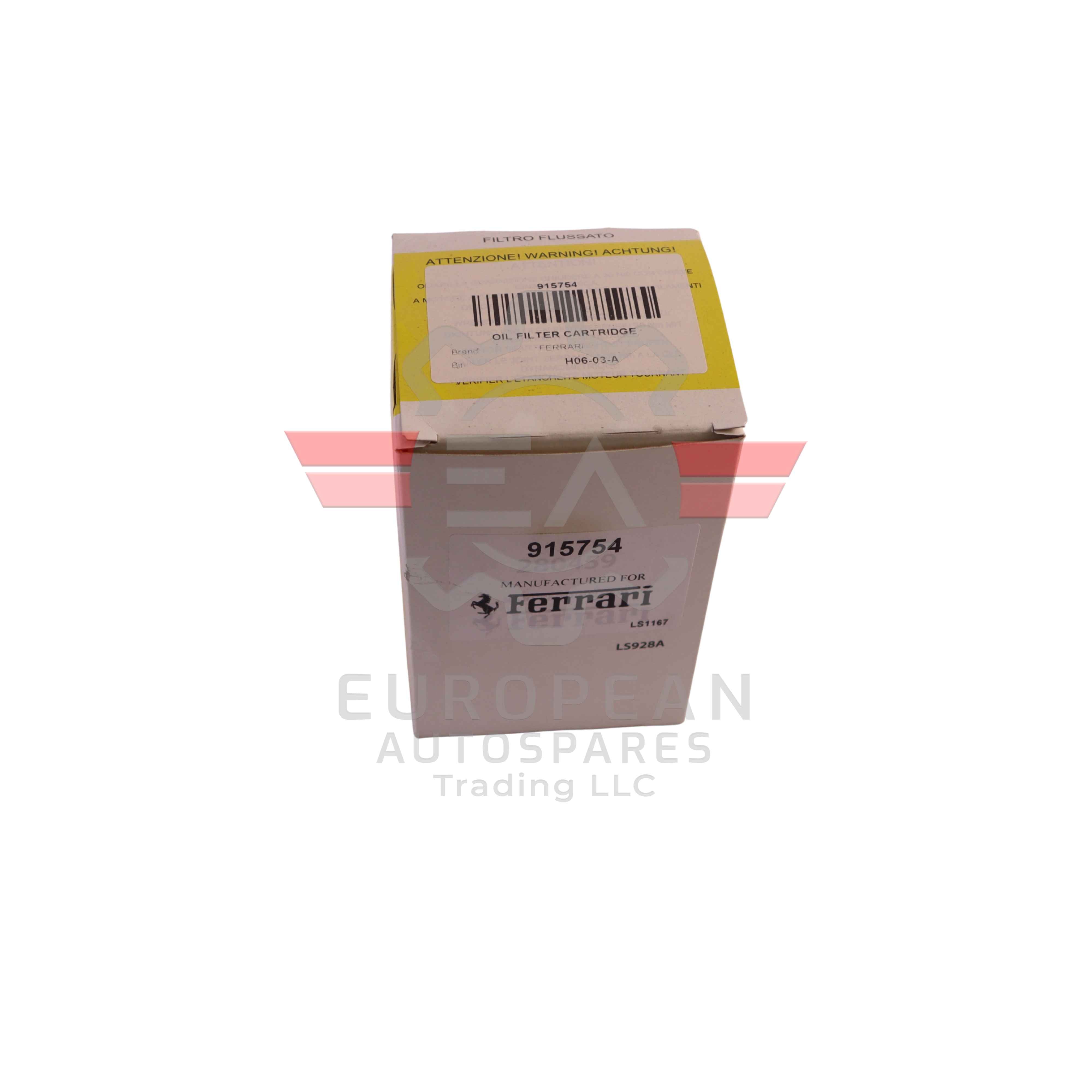 Genuine Ferrari Oil Filter Cartridge 915754 European Autospares Trading LLC