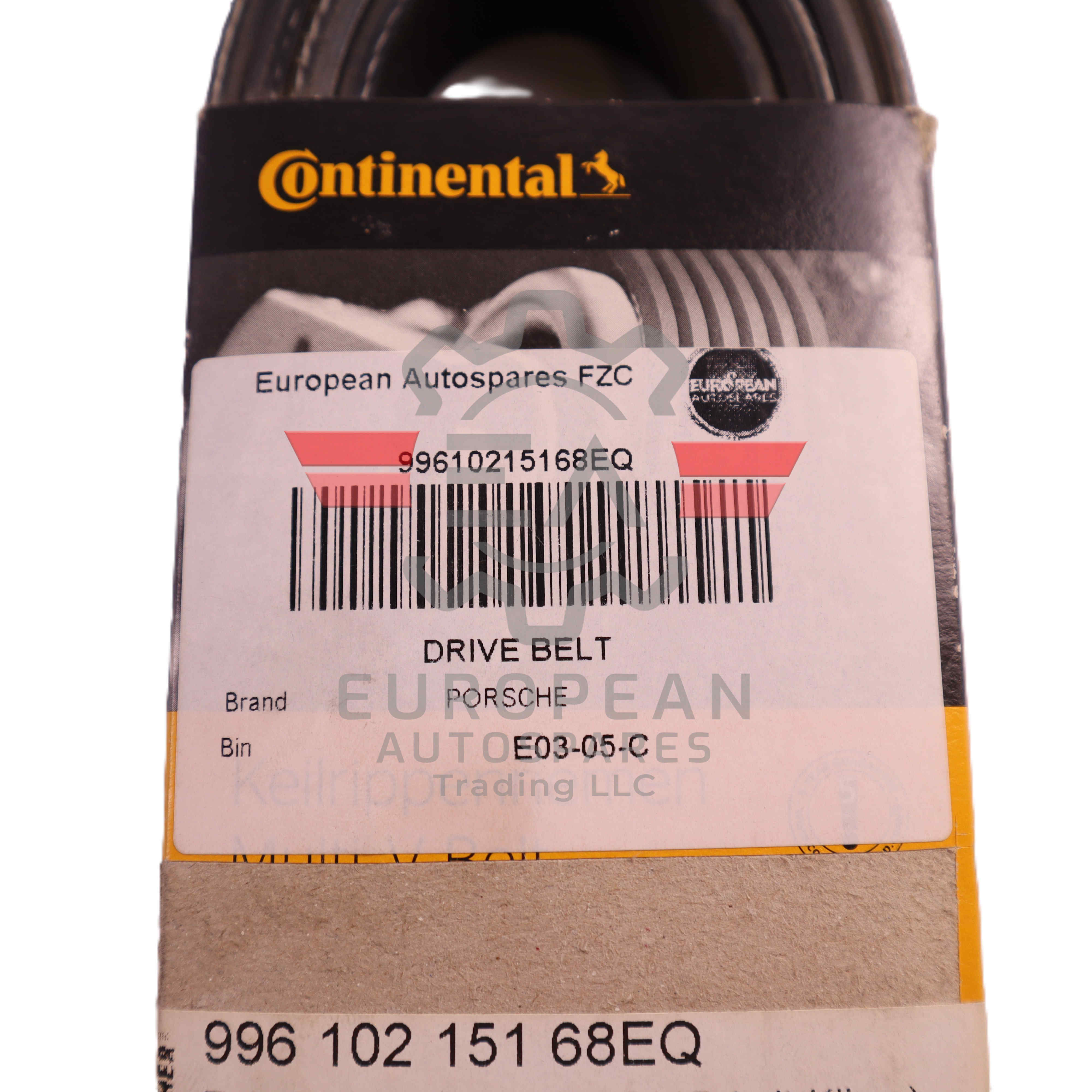 Porsche Engine Drive Belt Accessory Belt 99610215168EQ | Genuine OEM European Autospares Trading LLC