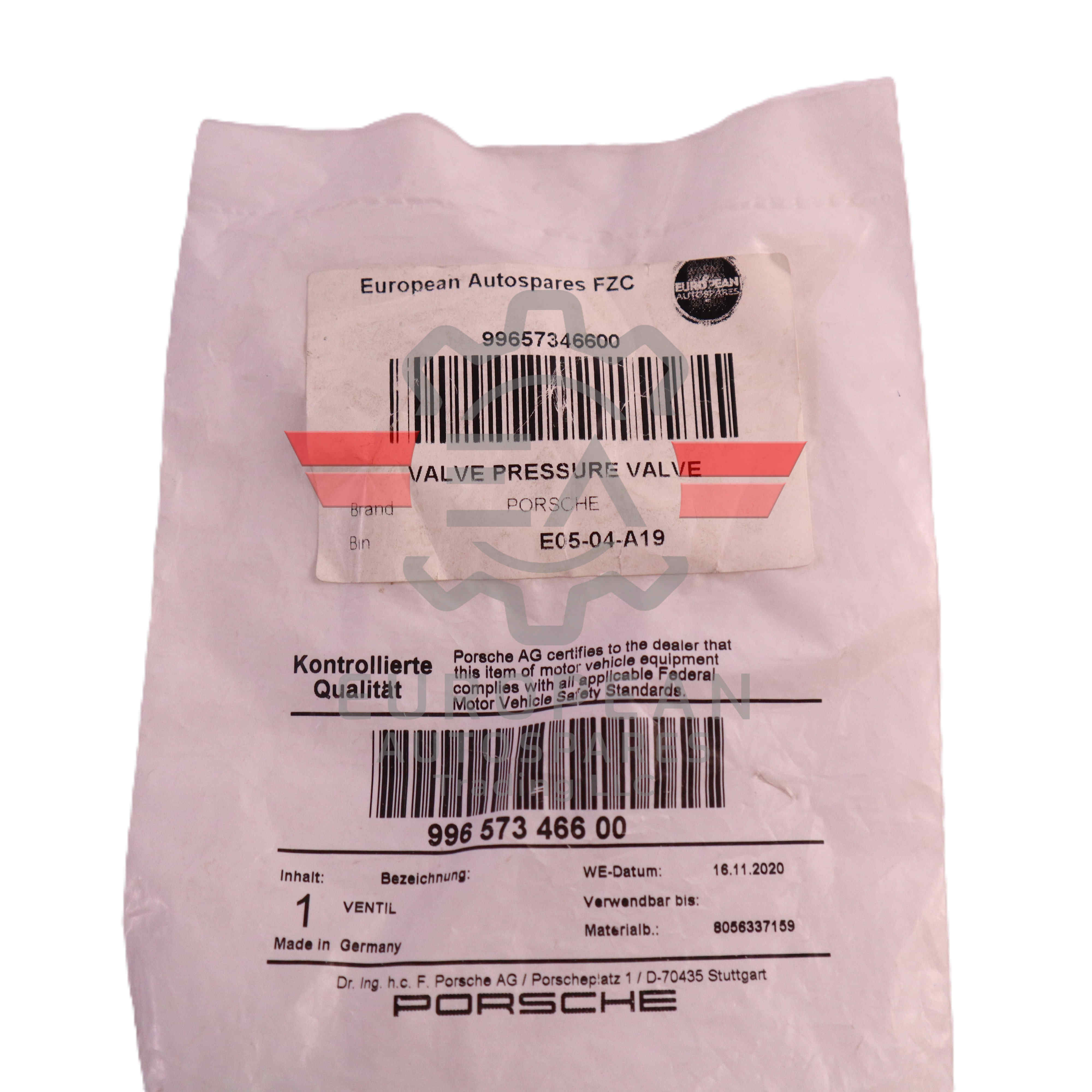 Porsche Engine Pressure Control Valve 99657346600 | Genuine OEM European Autospares Trading LLC