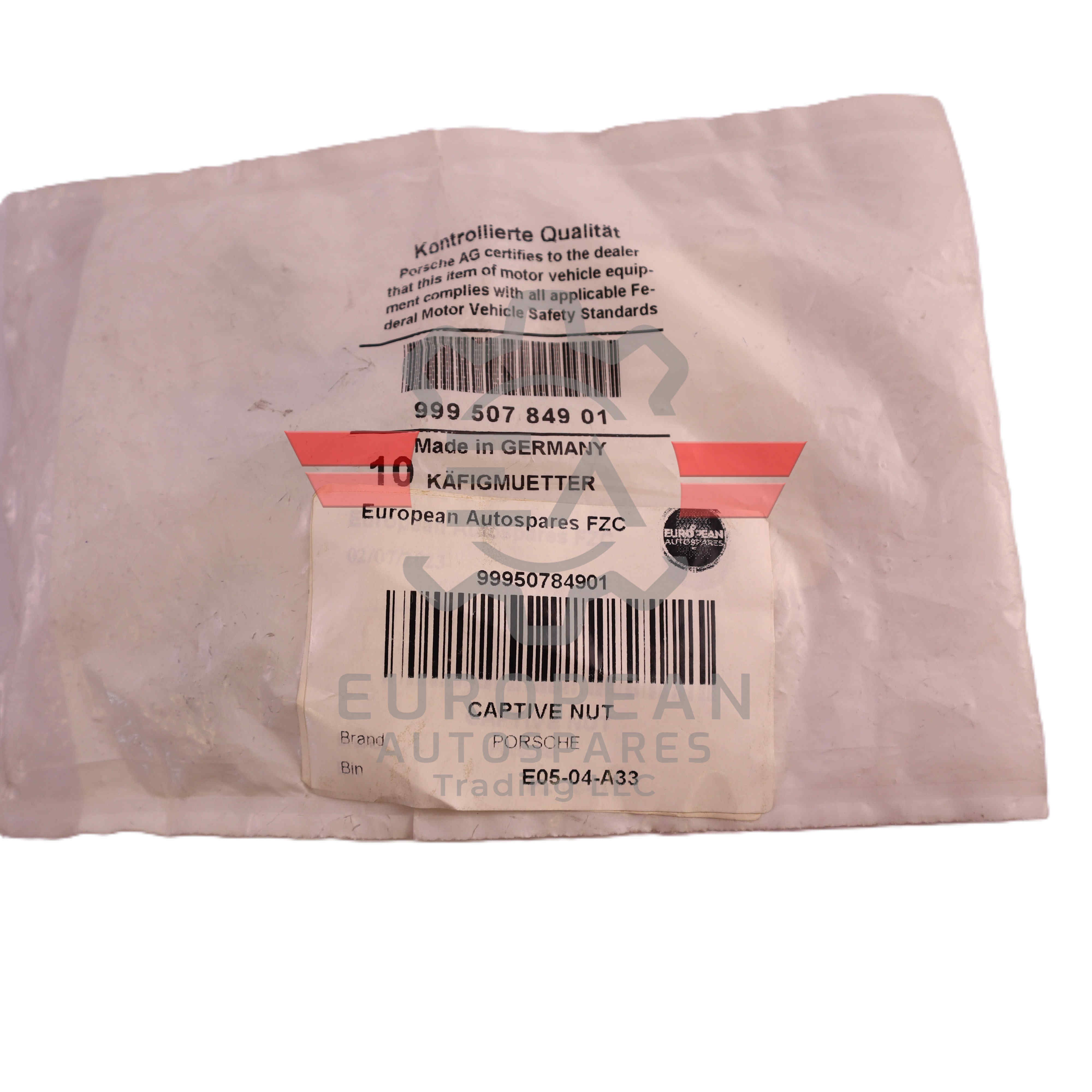 Porsche Fastener Captive Nut 99950784901 | Genuine OEM European Autospares Trading LLC