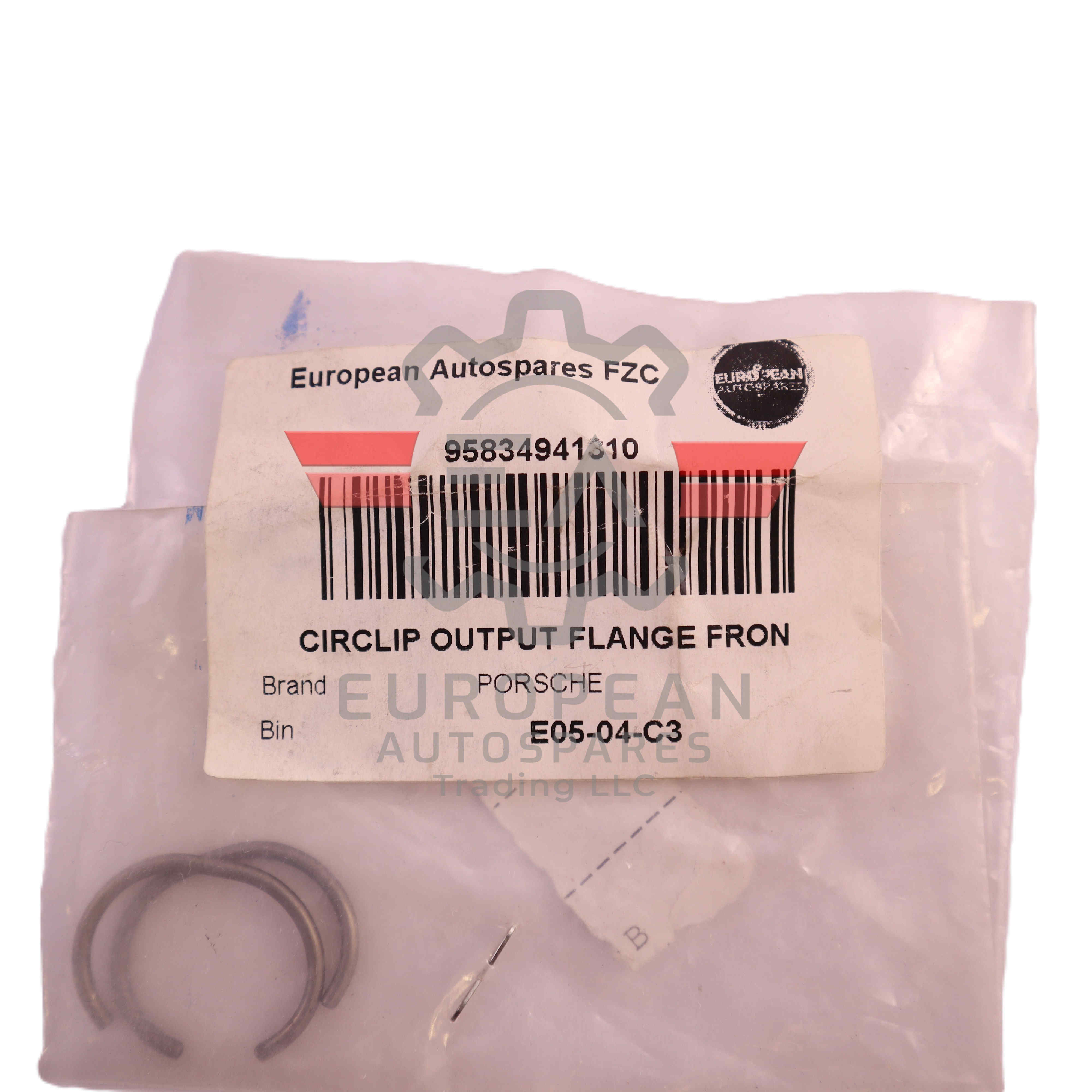 Porsche Front Output Flange Retaining Circlip 95834941310 | Genuine OEM European Autospares Trading LLC