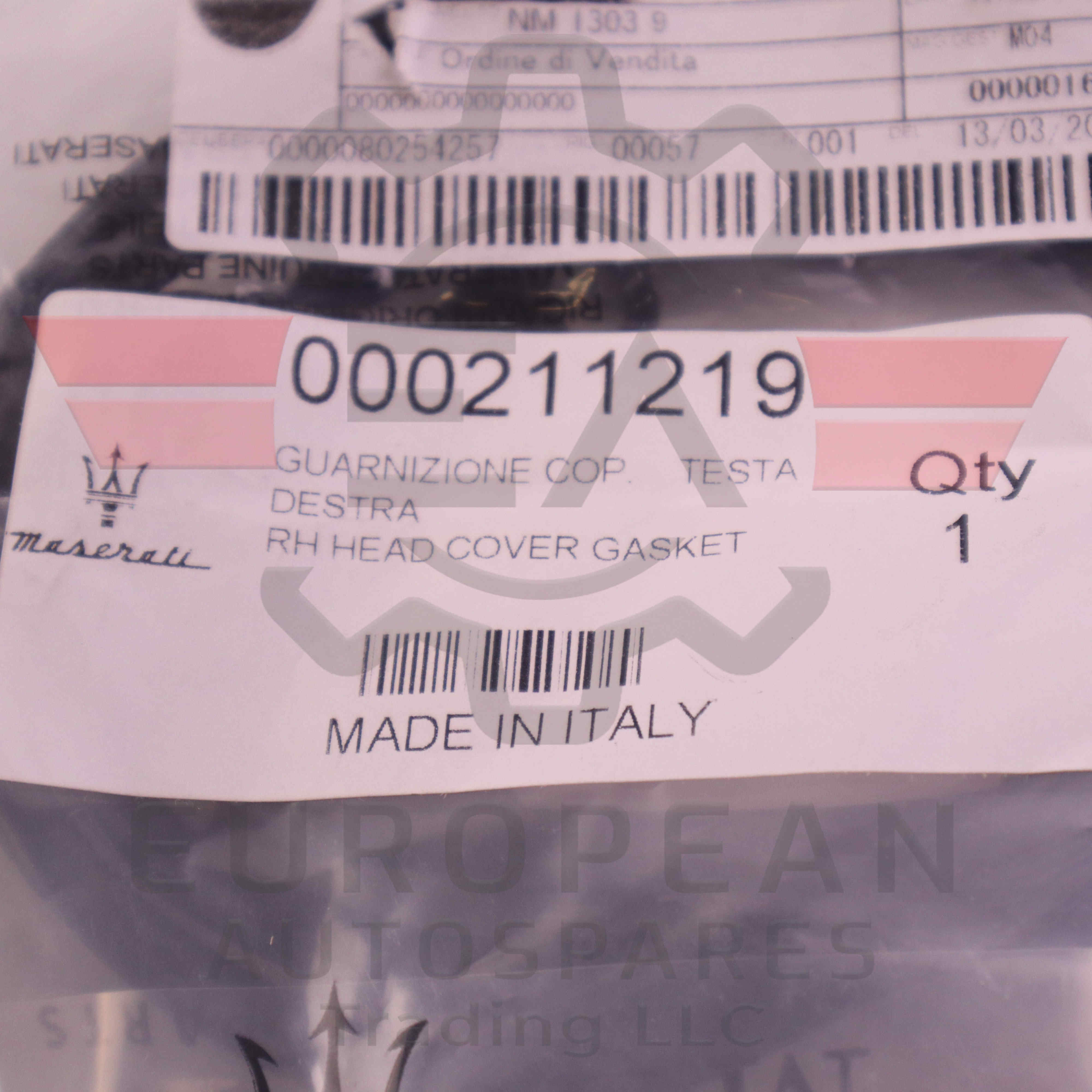 Genuine Maserati RH Head Cover Gasket 211219 European Autospares Trading LLC