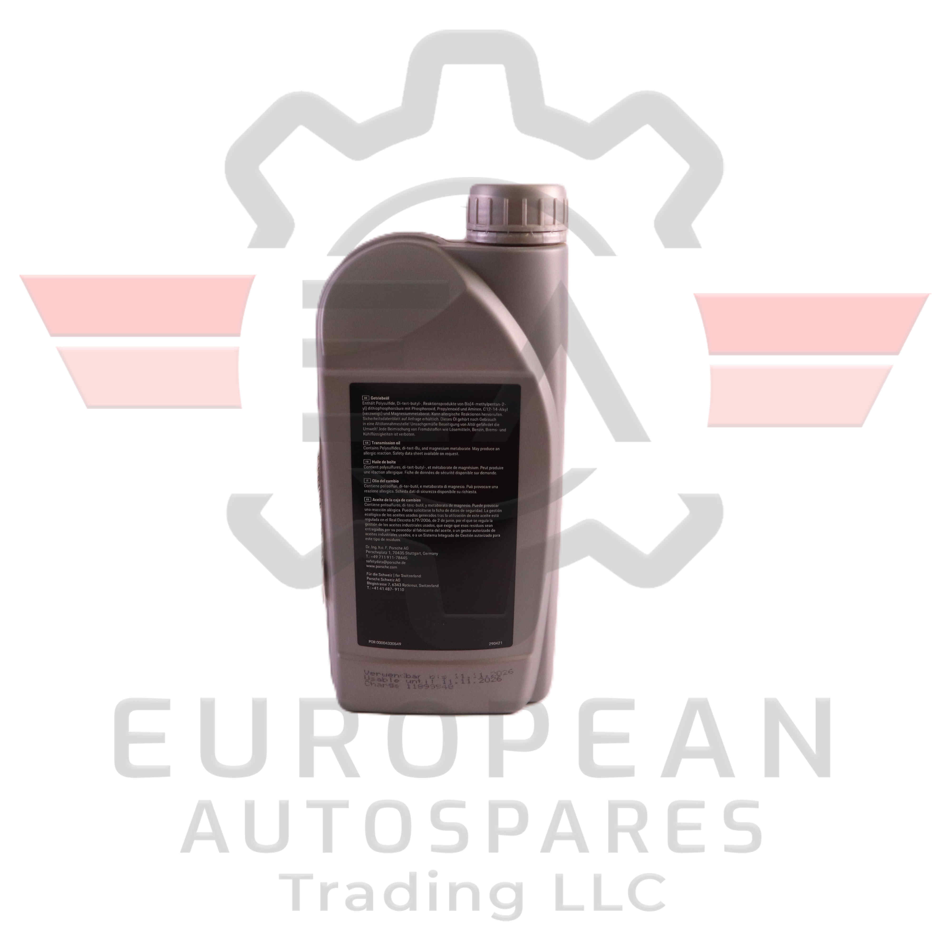 Porsche Transmission Gear Oil 75W90 Fluid 4330549 | Genuine OEM European Autospares Trading LLC