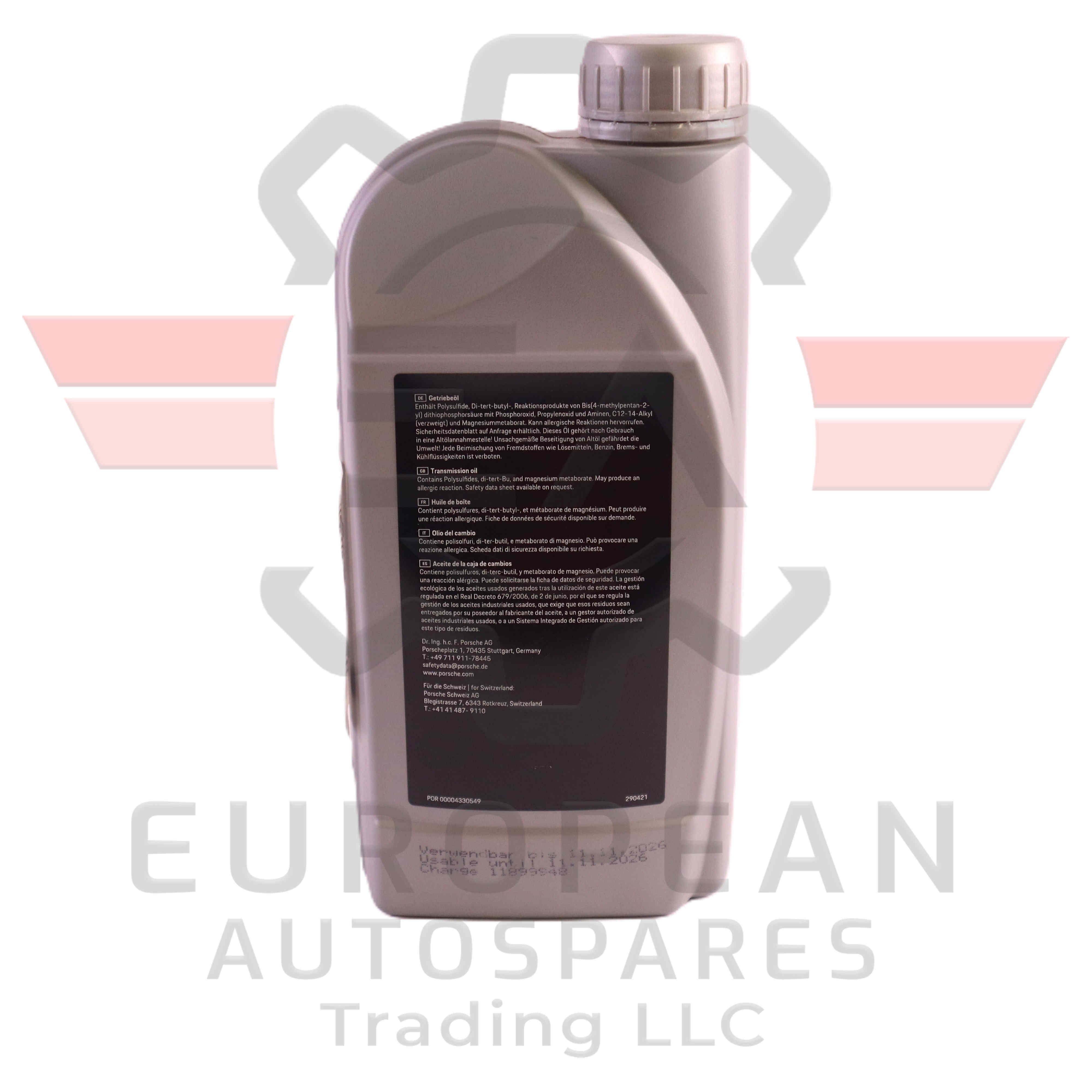 Porsche Transmission Gear Oil 75W90 Fluid 4330549 | Genuine OEM European Autospares Trading LLC