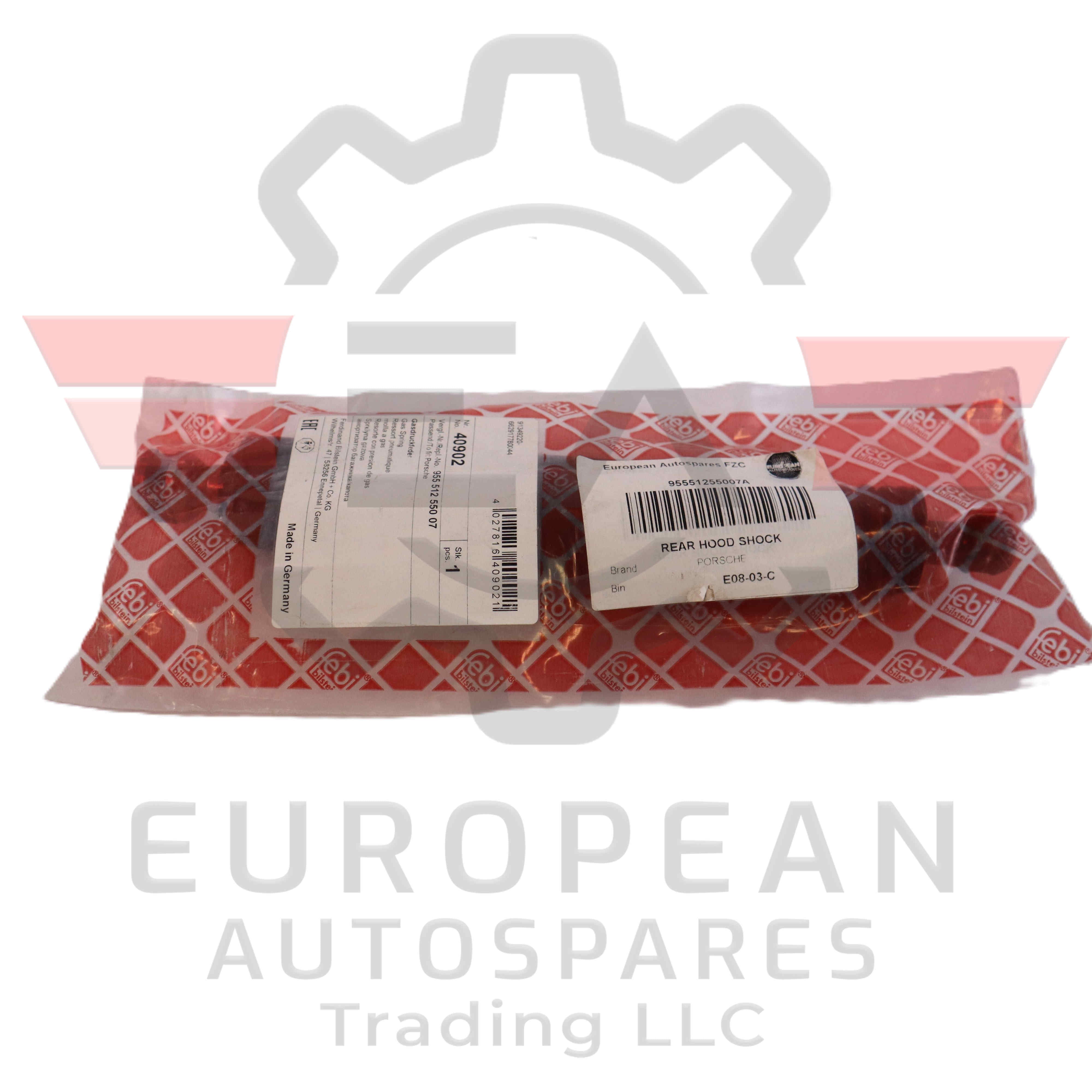 Porsche Rear Hood Gas Pressure Shock Strut 95551255007A | Genuine OEM European Autospares Trading LLC