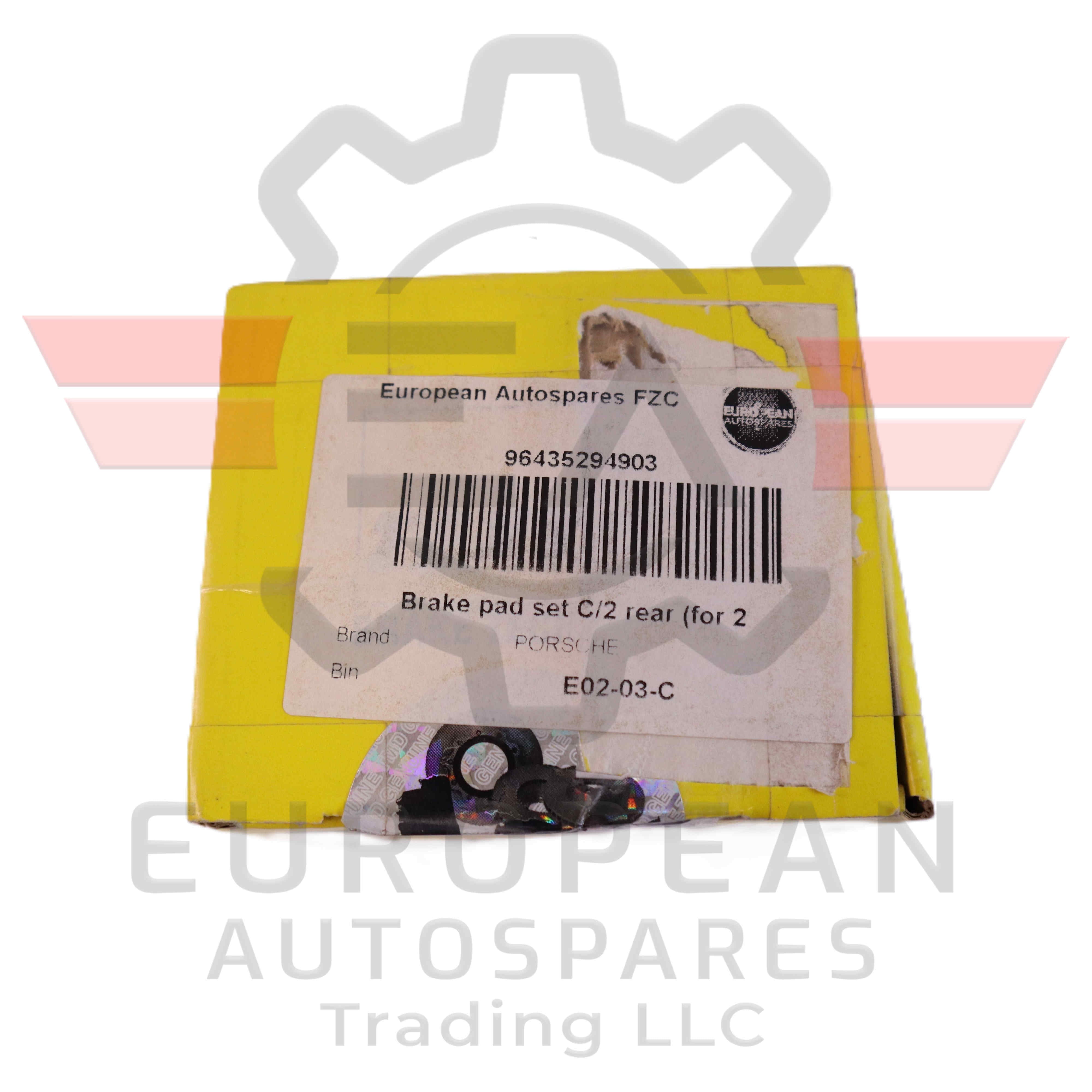 Porsche Rear Axle Brake Pads Set 96435294903 | Genuine OEM European Autospares Trading LLC