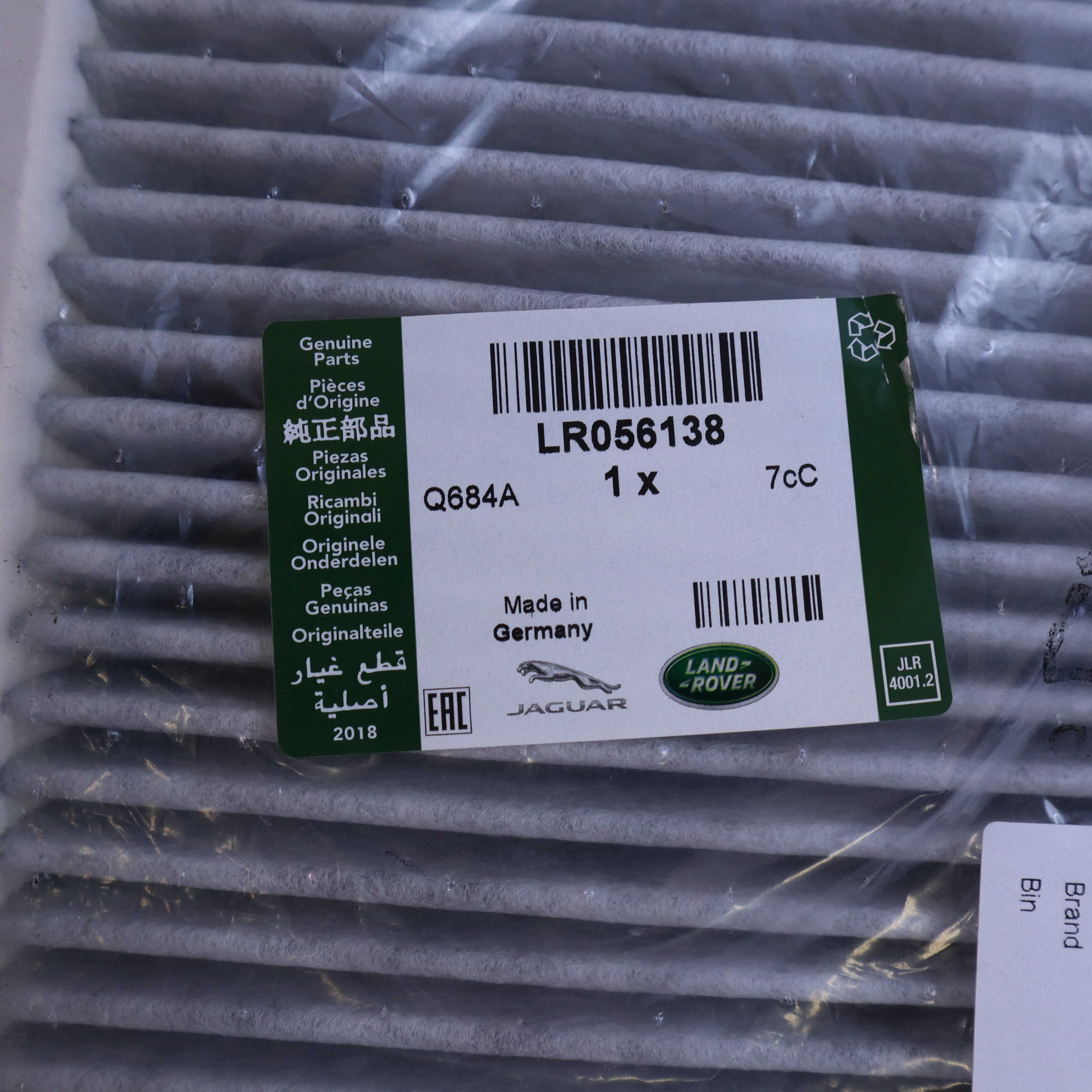 Genuine Land Rover Cabin Air Filter LR056138