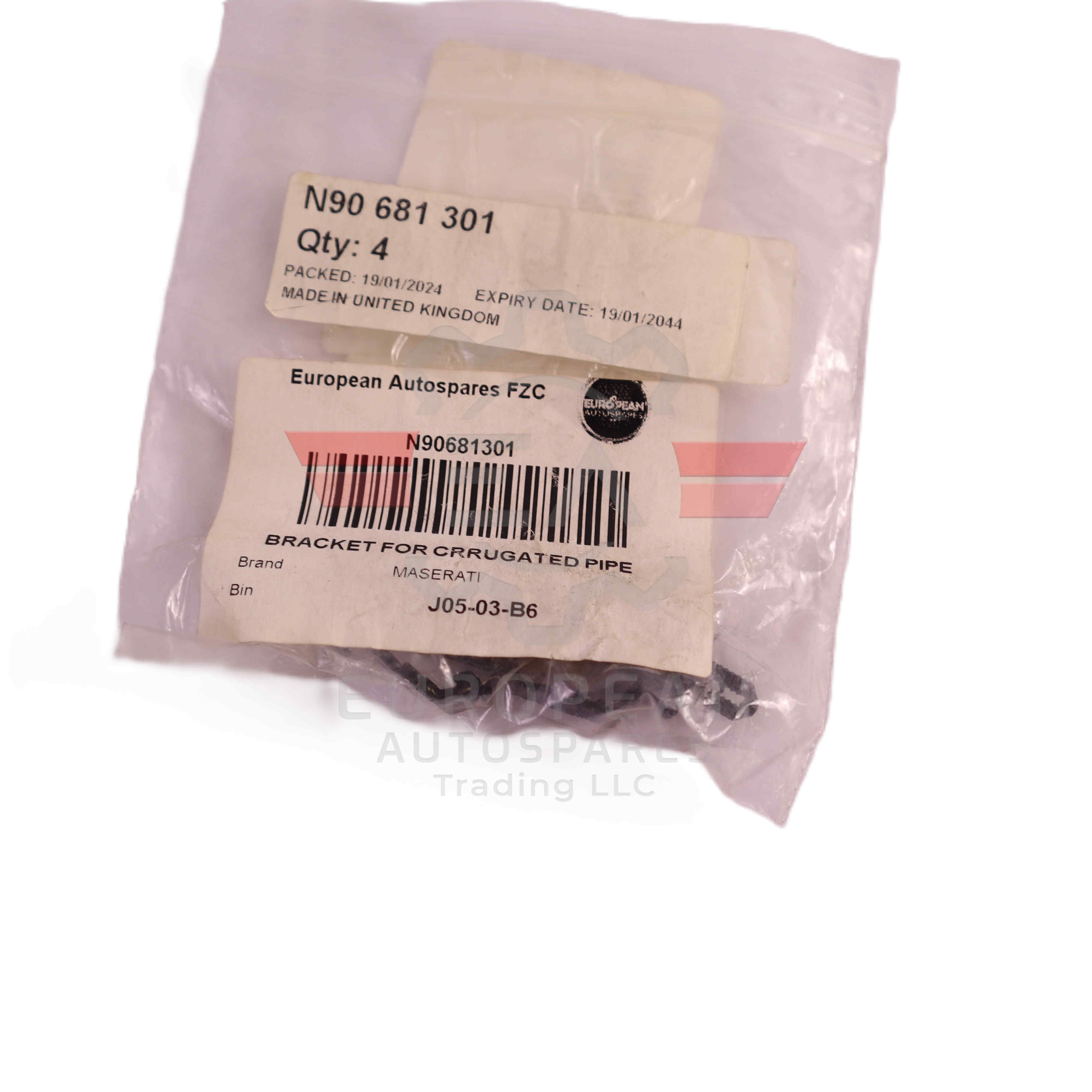 Maserati Corrugated Pipe Mounting Bracket N90681301 | Genuine OEM European Autospares Trading LLC