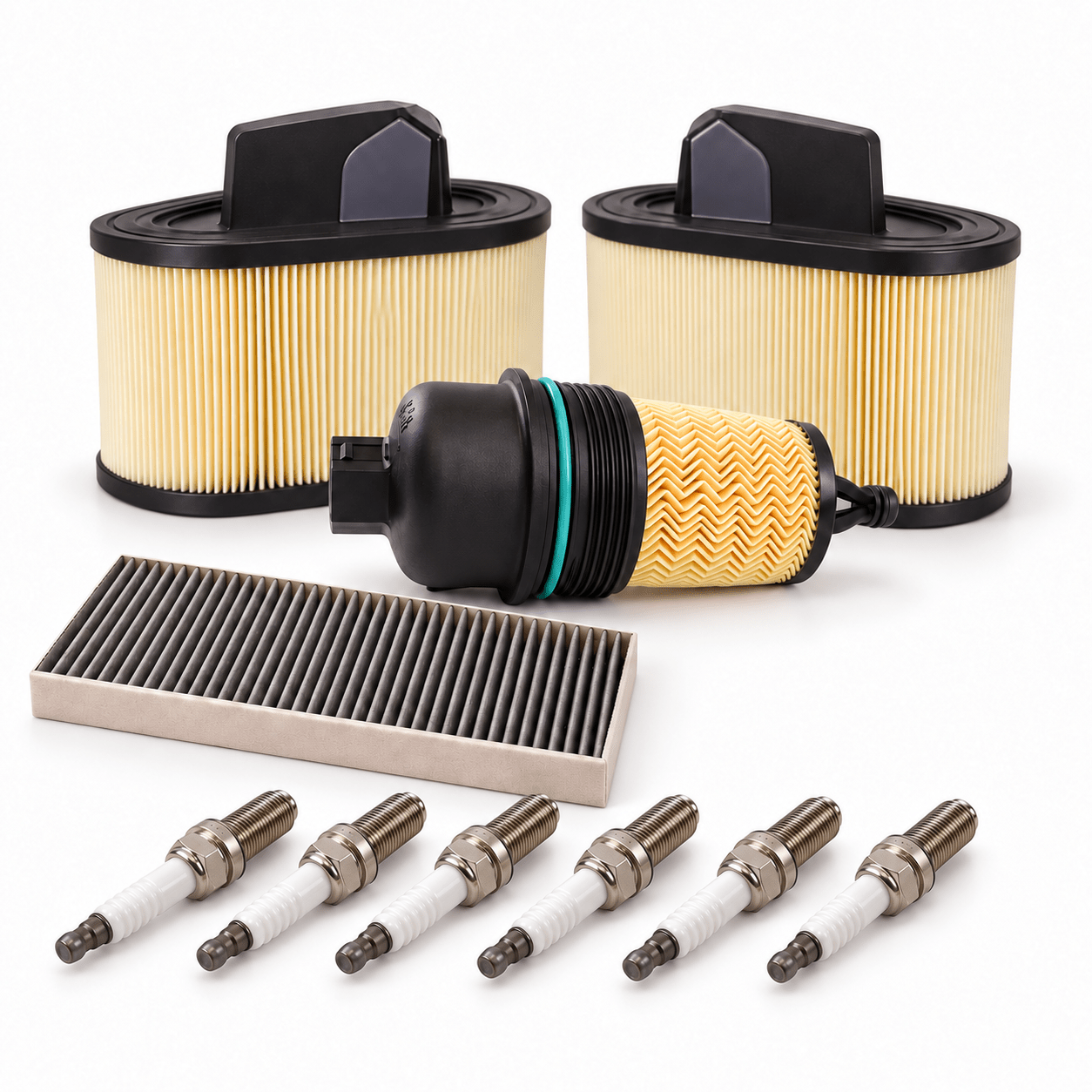Maserati V6 Petrol Service Bundle - Oil, Air, AC & Spark Plugs (311401, 670001545, 670005021, 310235) European Autospares Trading LLC