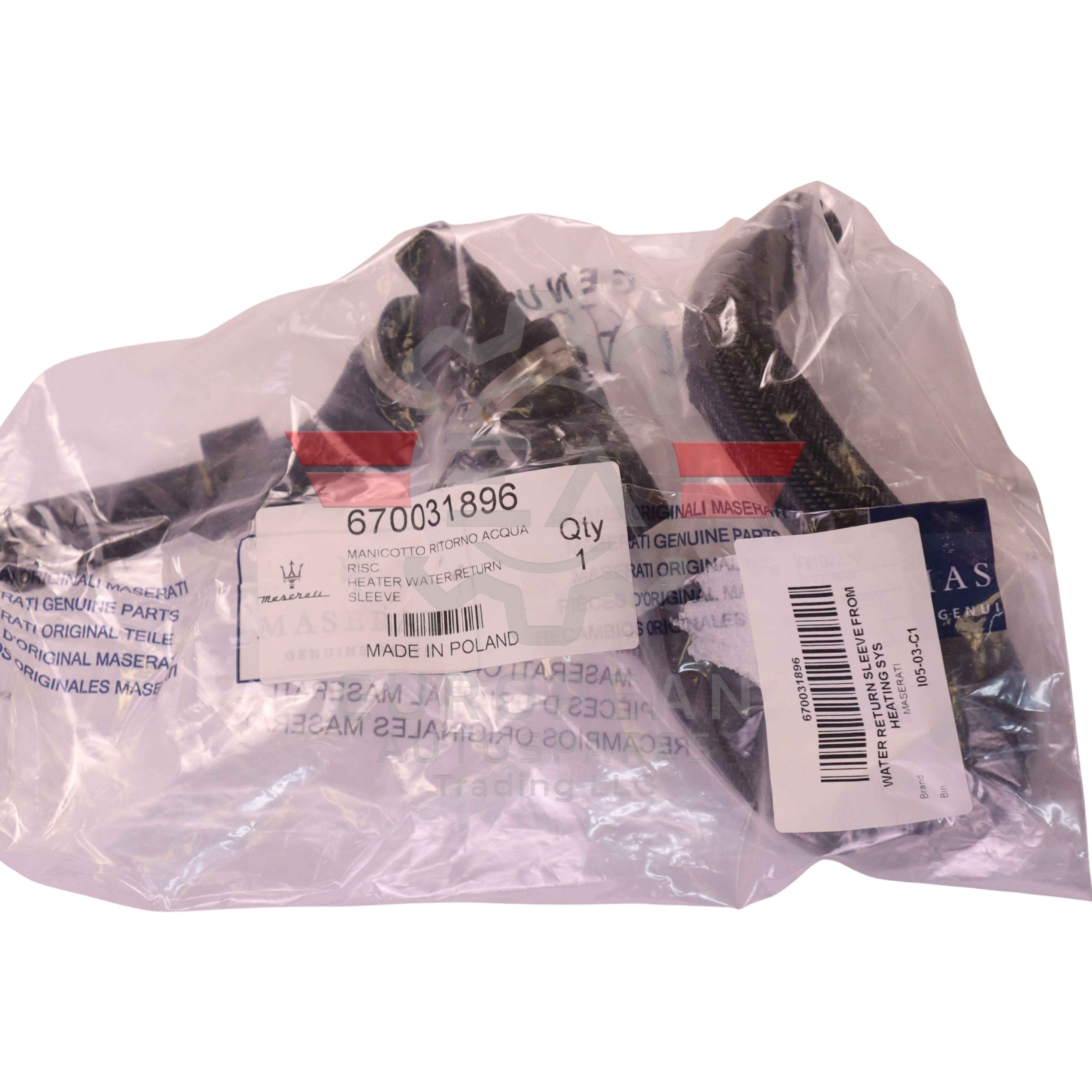 Genuine Maserati Water Return Sleeve from Heating System 670031896 European Autospares Trading LLC