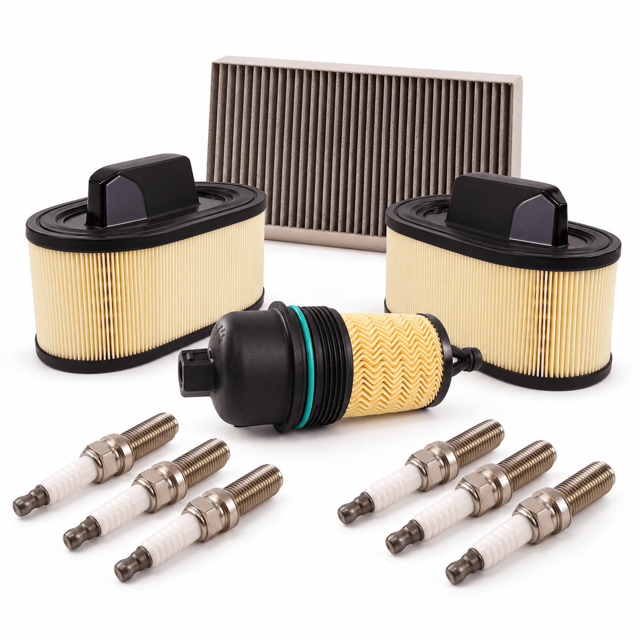 Maserati V6 Petrol Service Bundle - Oil, Air, AC & Spark Plugs (311401, 670001545, 670005021, 310235) European Autospares Trading LLC