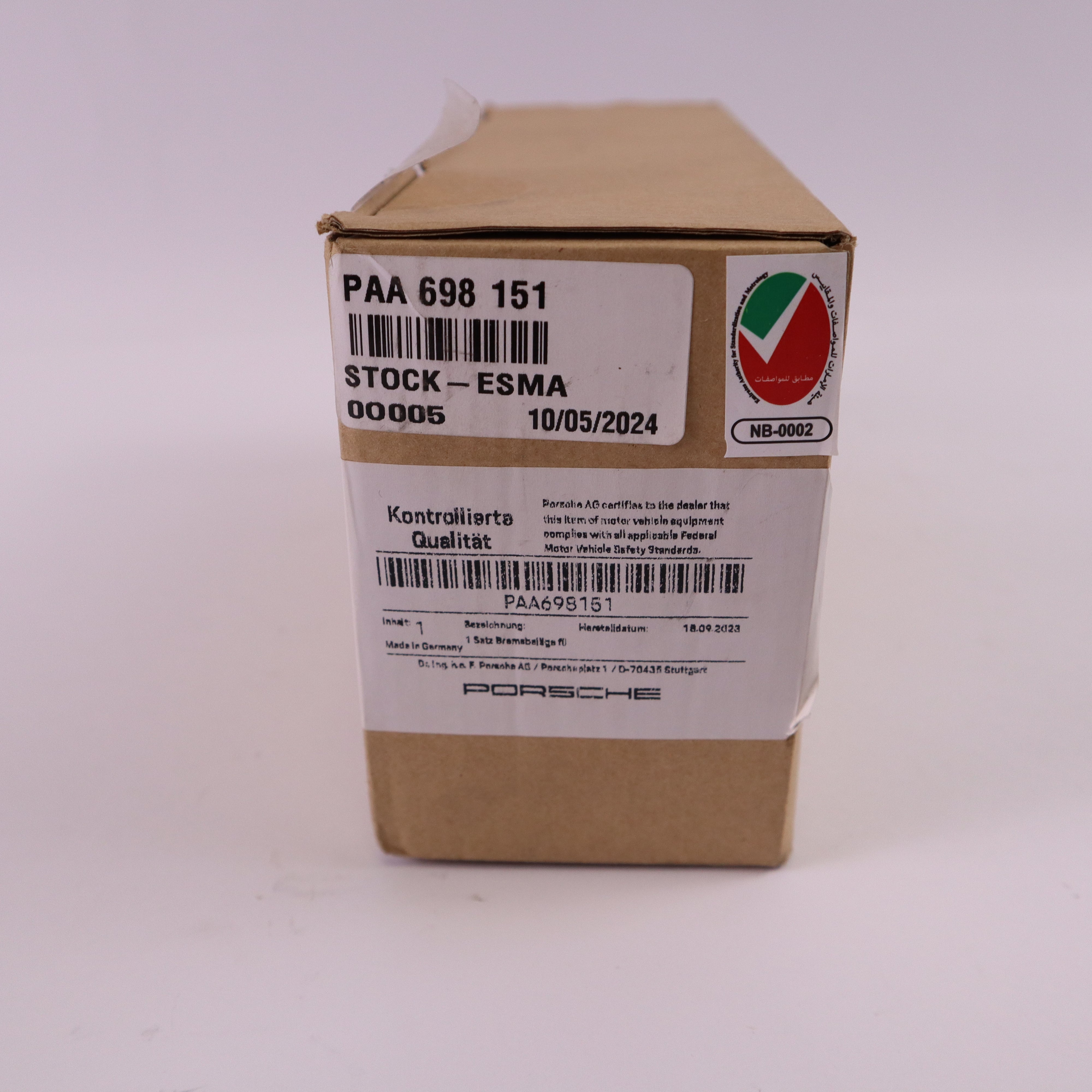 Genuine Porsche Front Brake Pad Set PAA698151